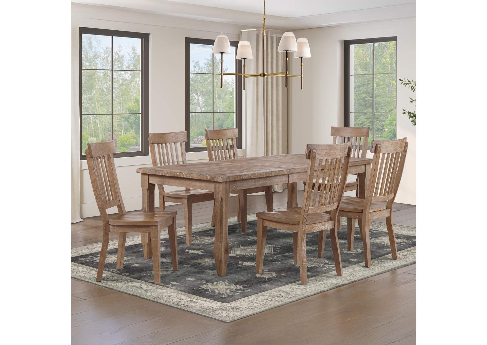 Riverdale Leg Table with 6 Wooden Side Chairs image 1