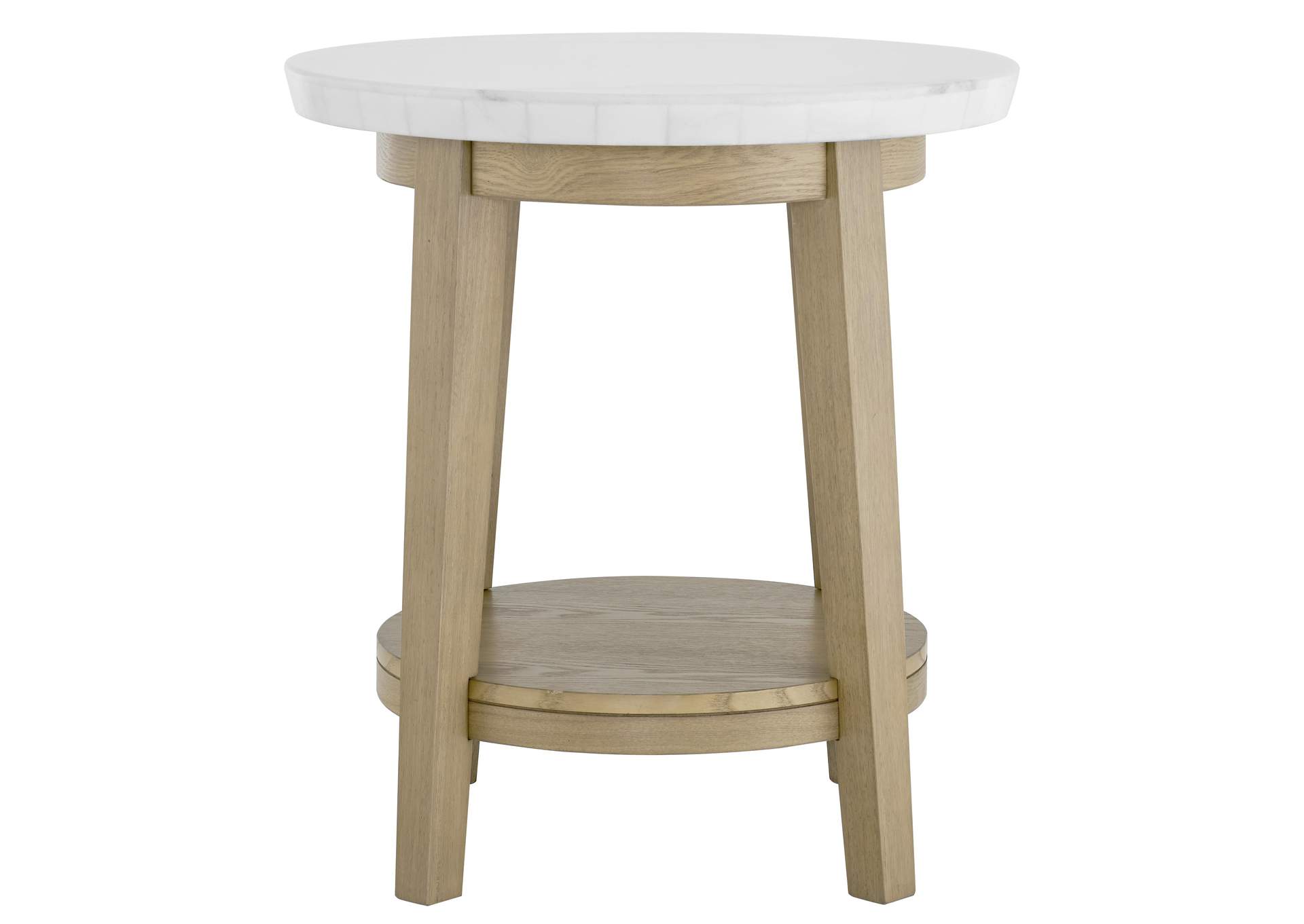 Vida White Marble Top Round End Table image 1