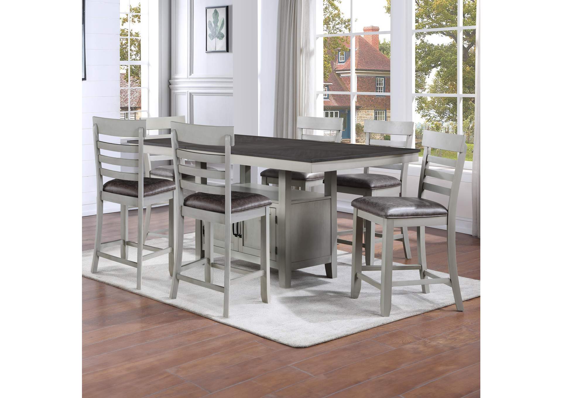 Hyland Gray 7-Piece Counter Height Dining Set image 1
