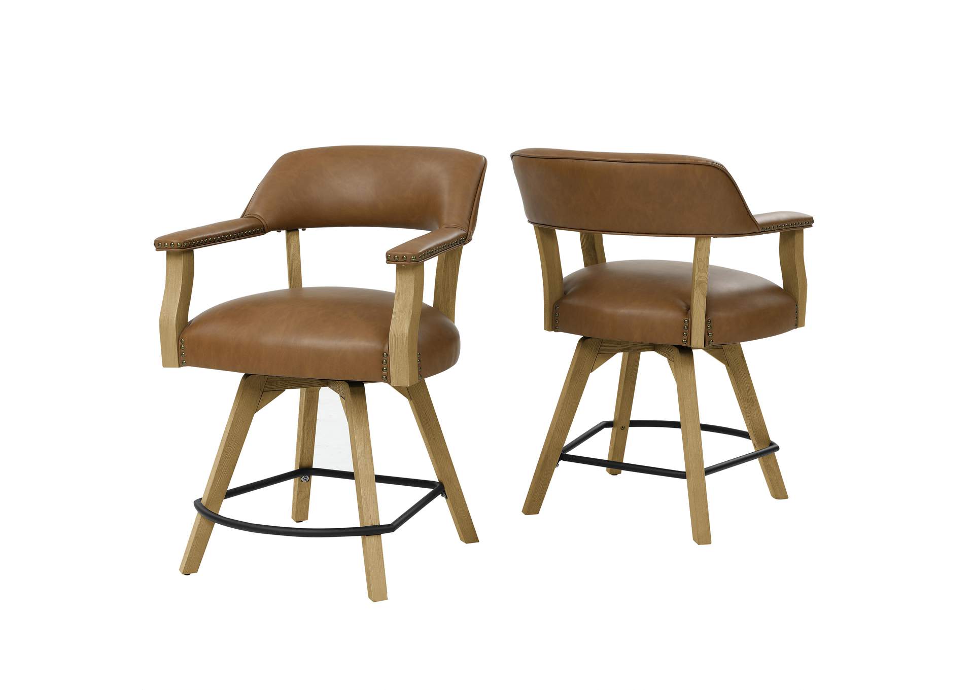 Rylie 24- Swivel Counter Chair, Camel Vegan Leather image 1