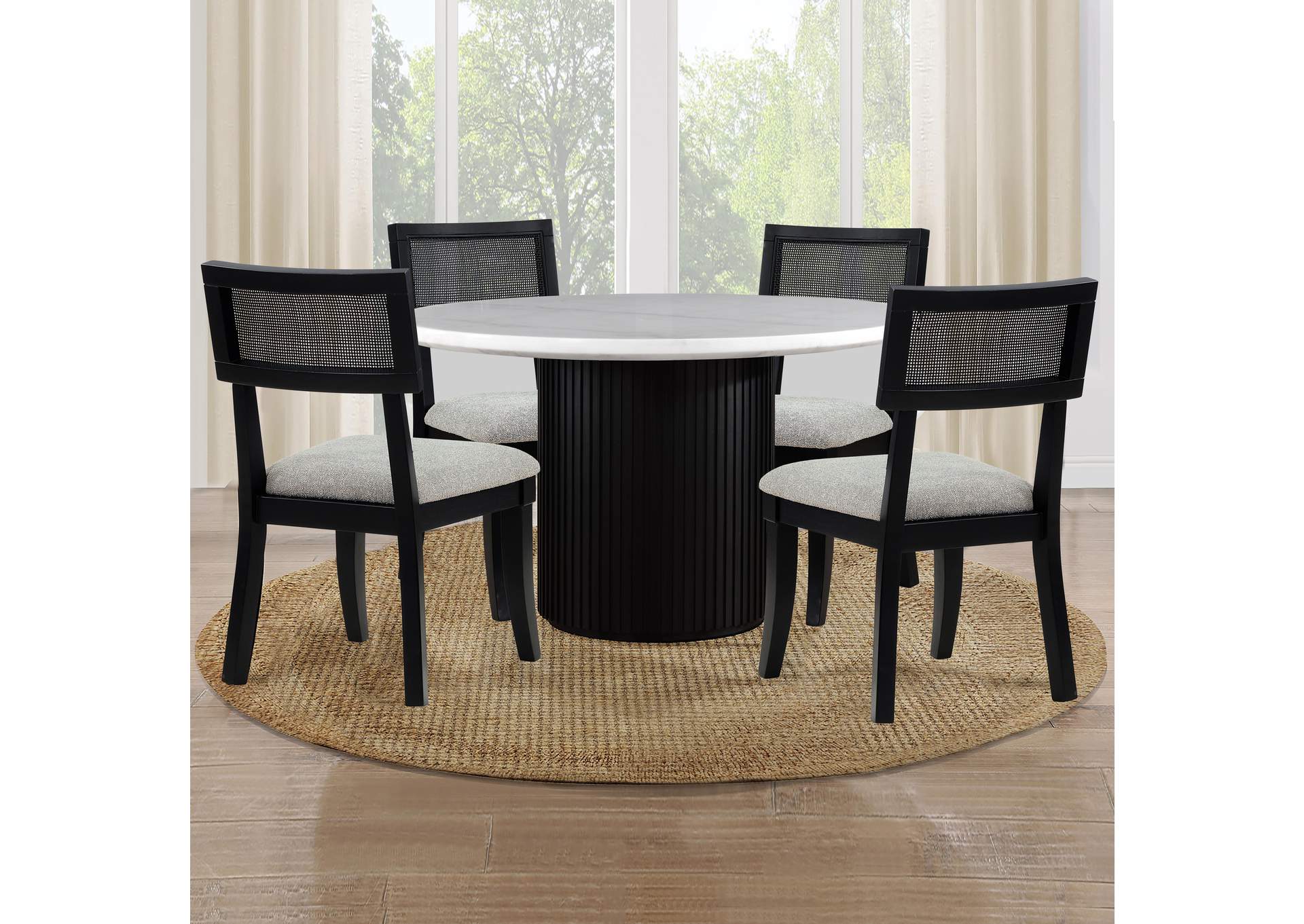 Colvin Black 5-Piece Marble Top Dining Set image 1