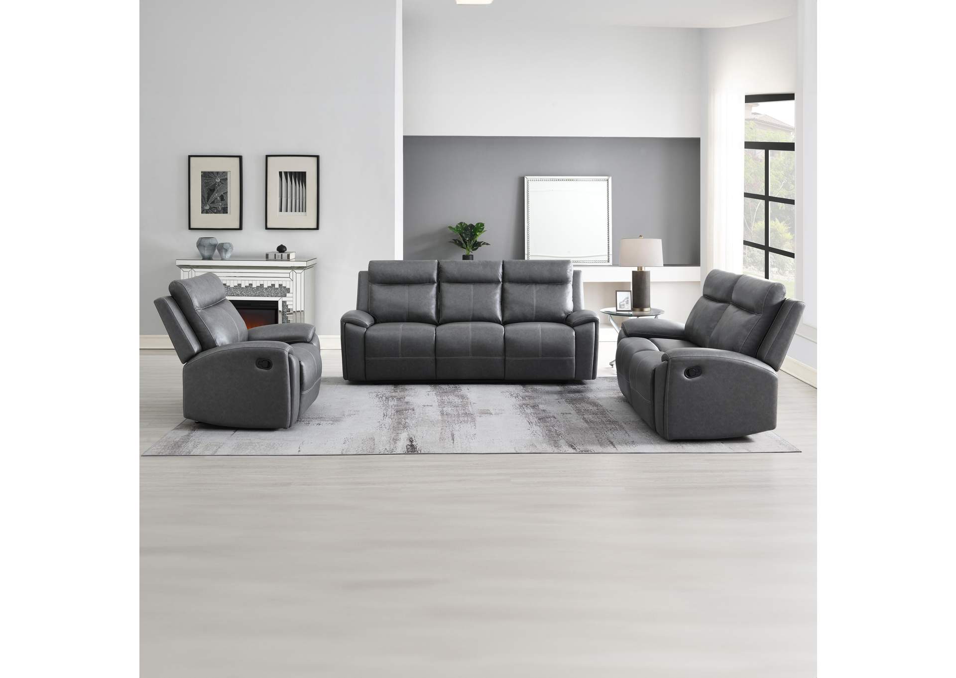 Gaston Gray 3-Piece Reclining Living Room Set image 1
