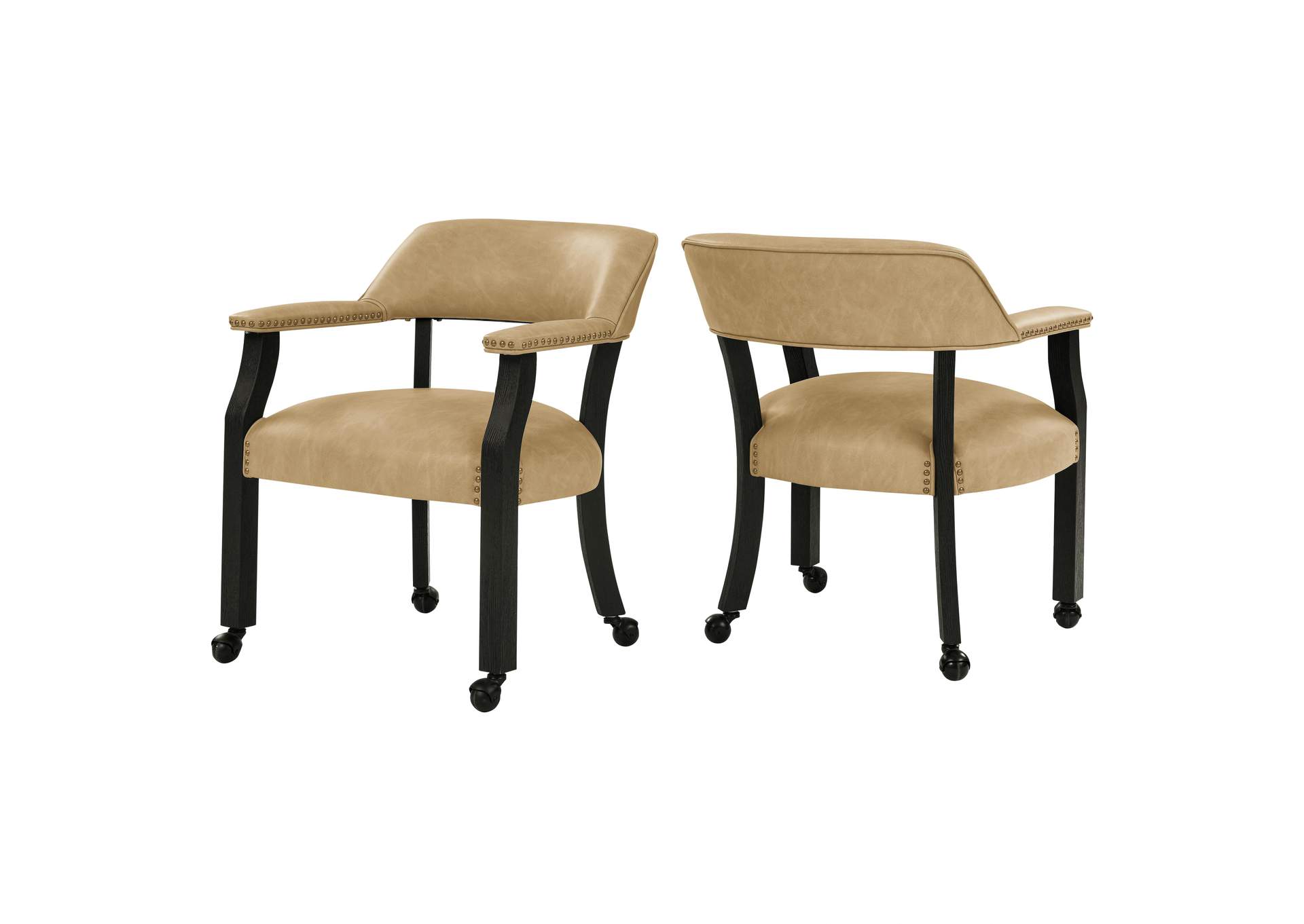 Rylie Captains Chair, Black Finish with Sand Vegan Leather image 1
