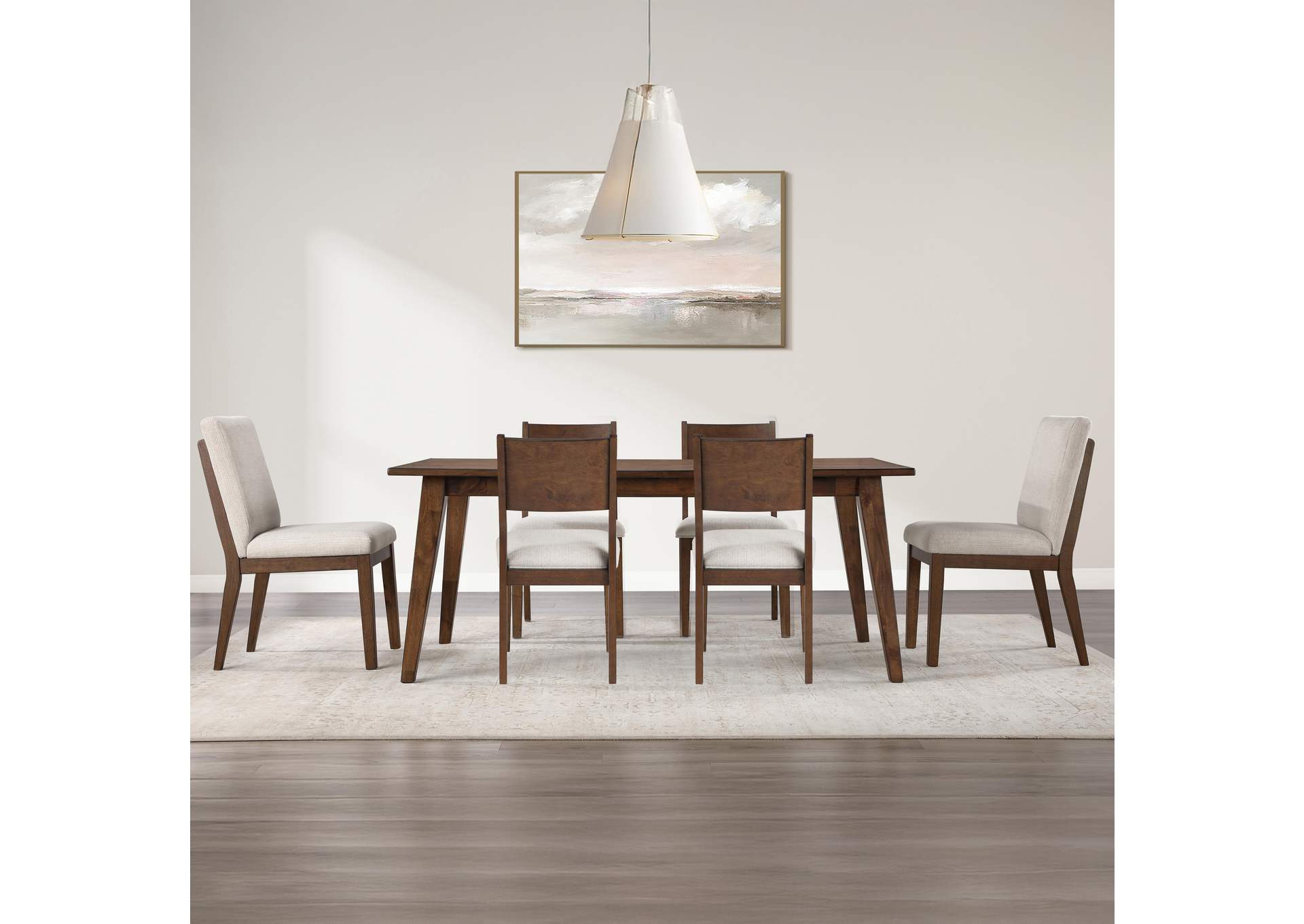 Canton 72" Solid Wood Dining Table, 2 Uph. Chairs, 4 Side Chairs image 1