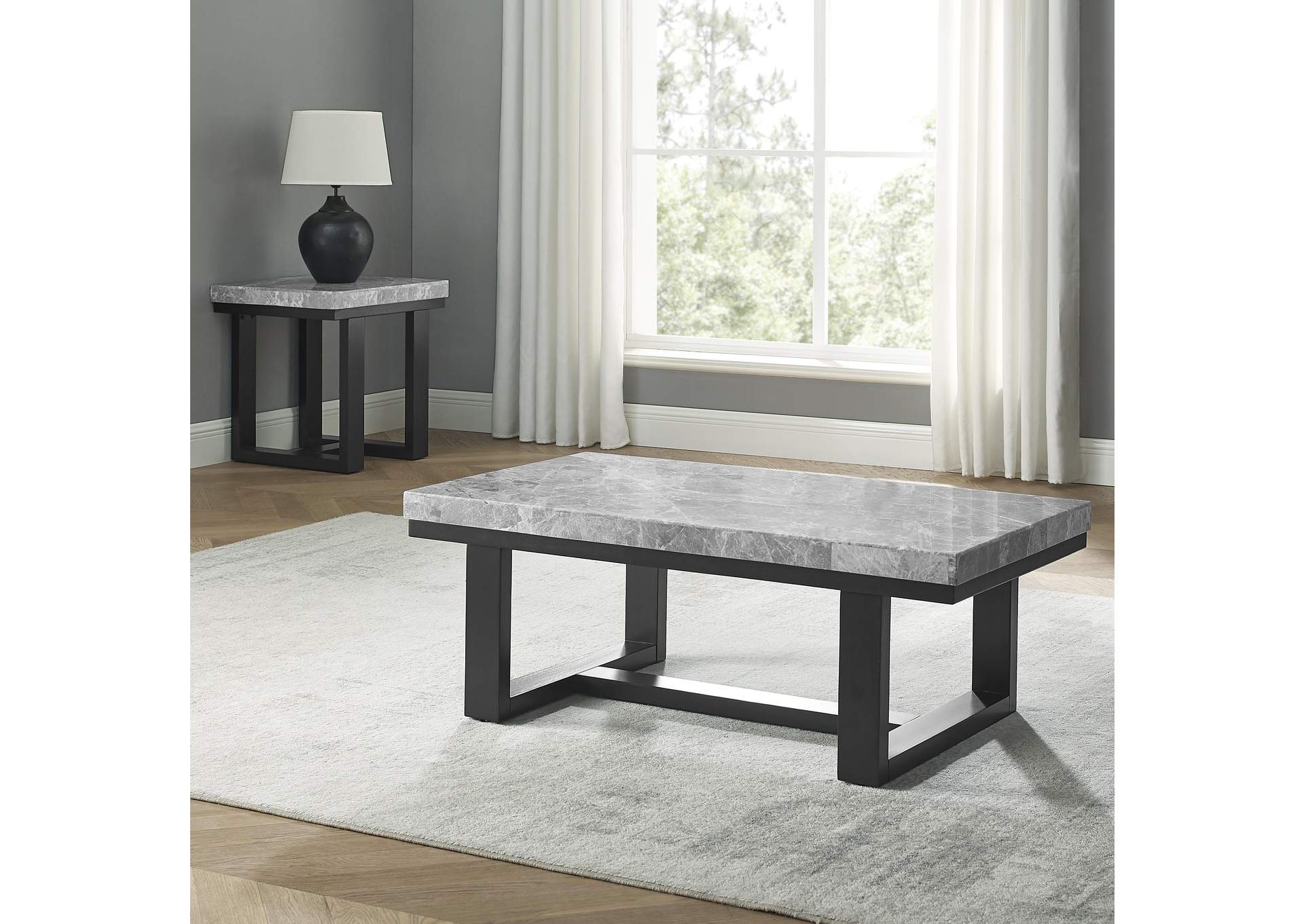Lucca Gray 3-Piece Marble Occasional Set image 1