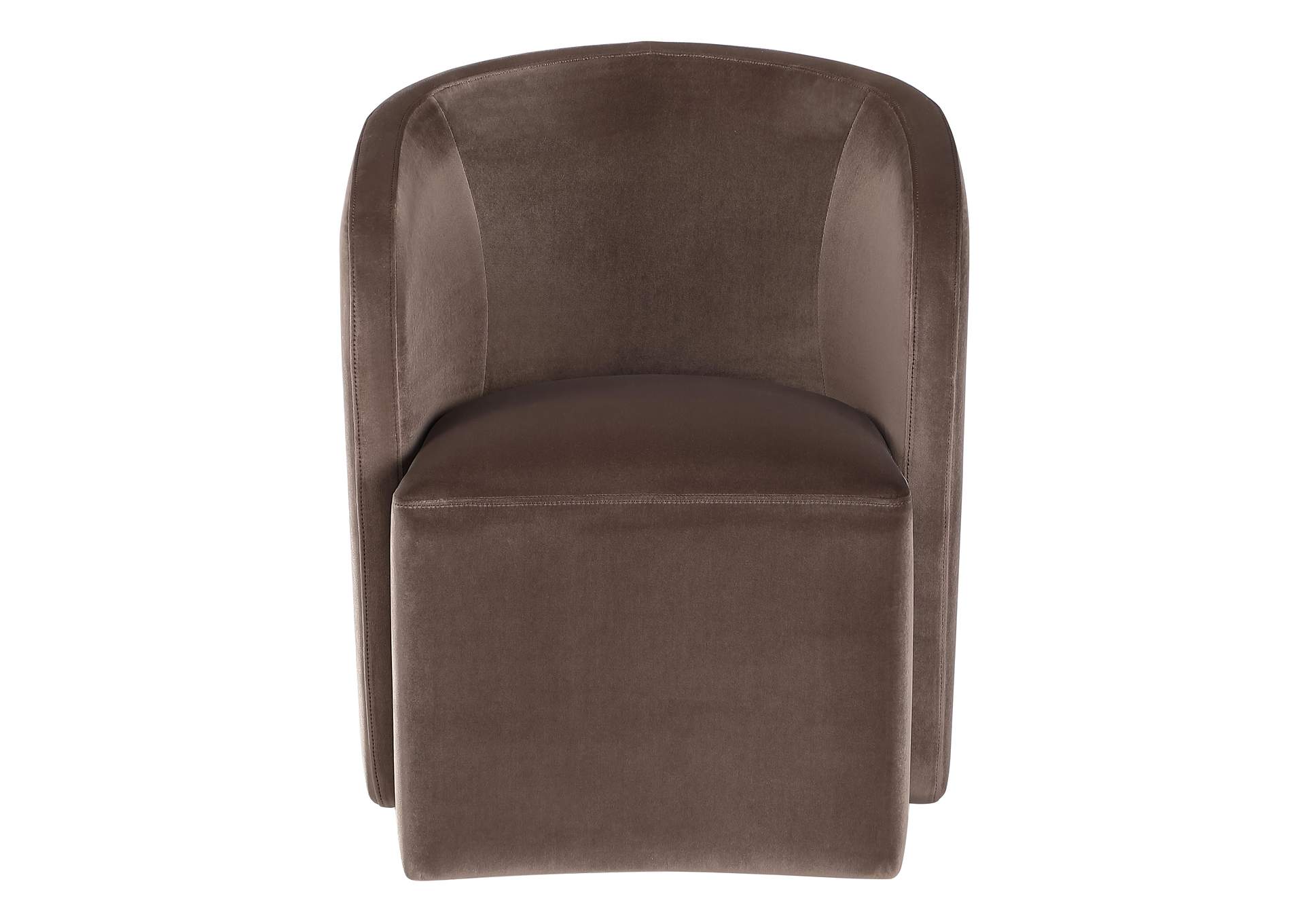 Annie Chocolate Velvet Barrel Chair with Casters image 1