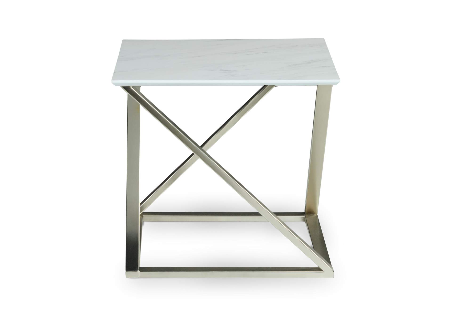 Zurich Faux White Marble Top End Table image 1