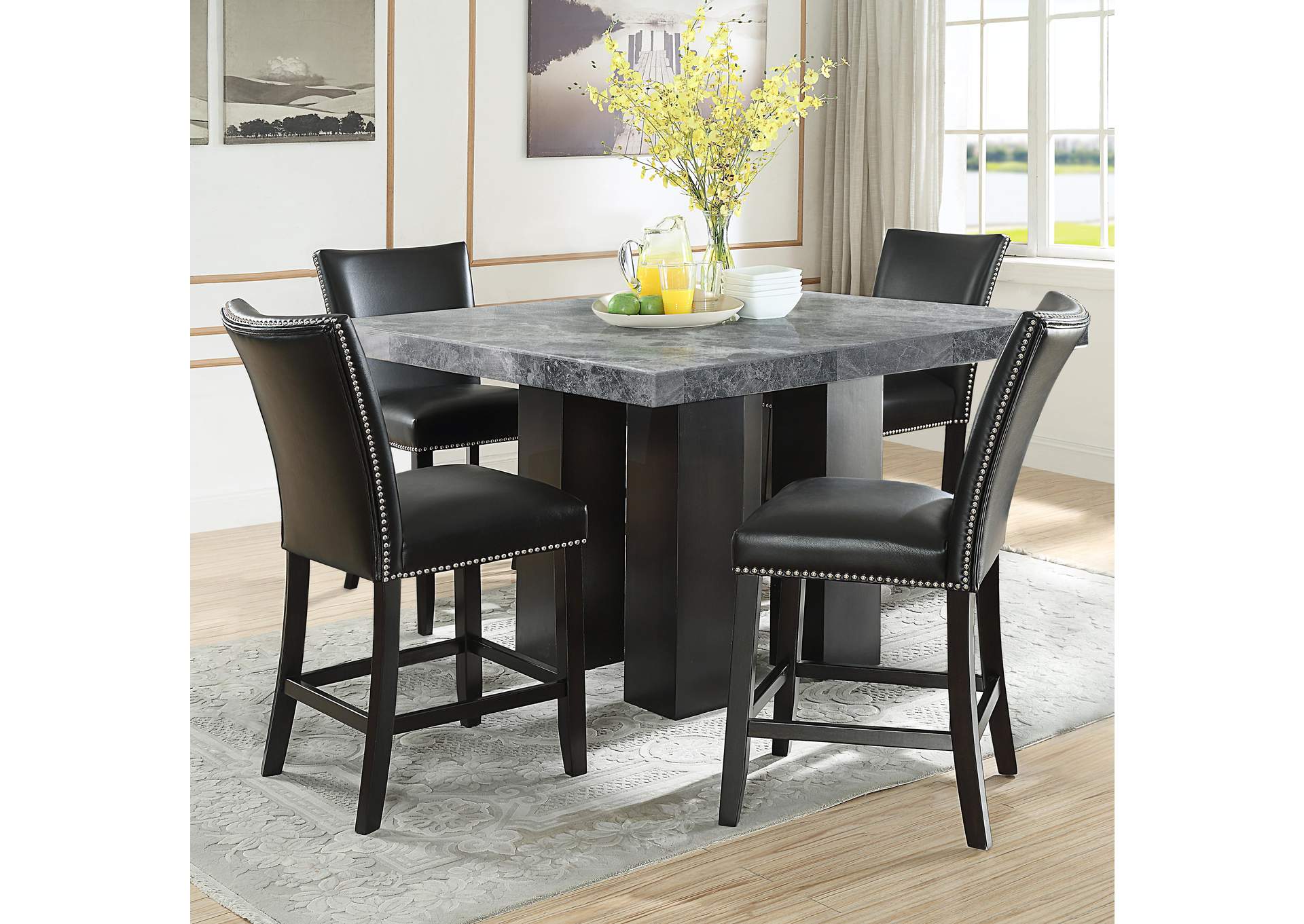Camila Square 5-Piece Counter Set Black Chair image 1
