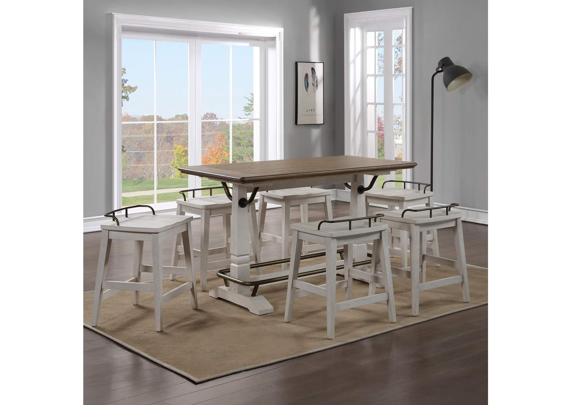 Pendleton White 5-Piece Counter Height Dining Set image 1