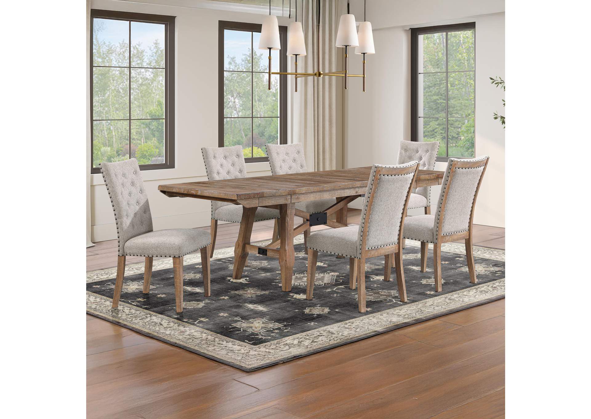 Riverdale Trestle Brown 7-Piece Dining Set image 1