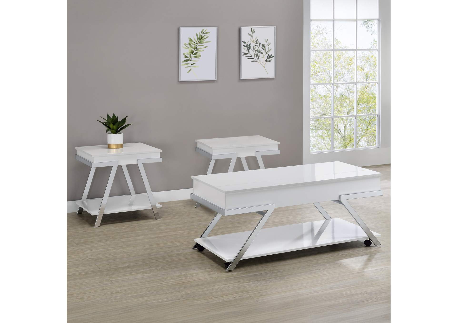 Zena White 3-Piece Occasional Set image 1