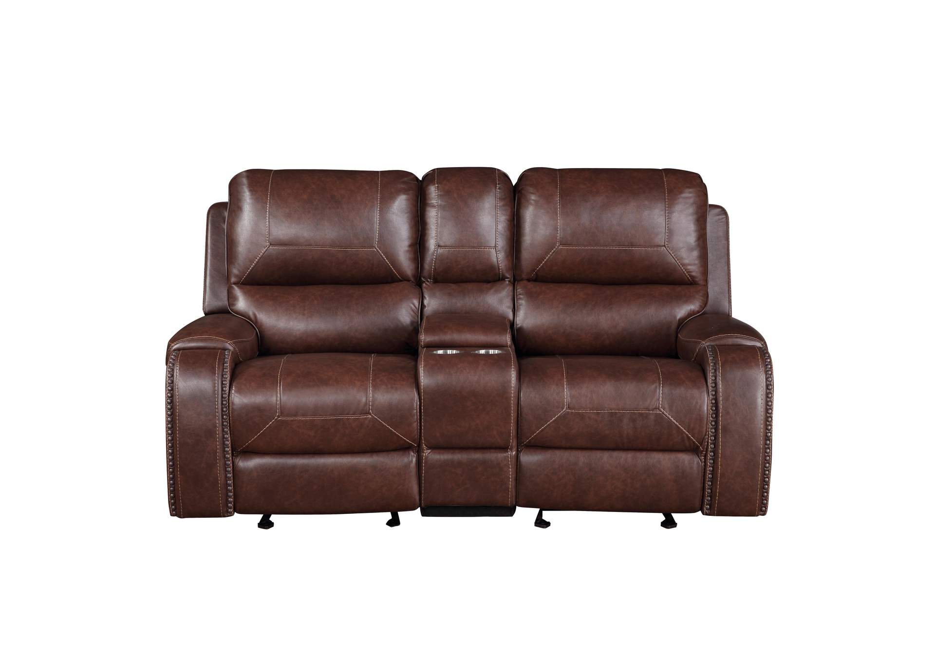Keily Brown Manual Console Loveseat image 1