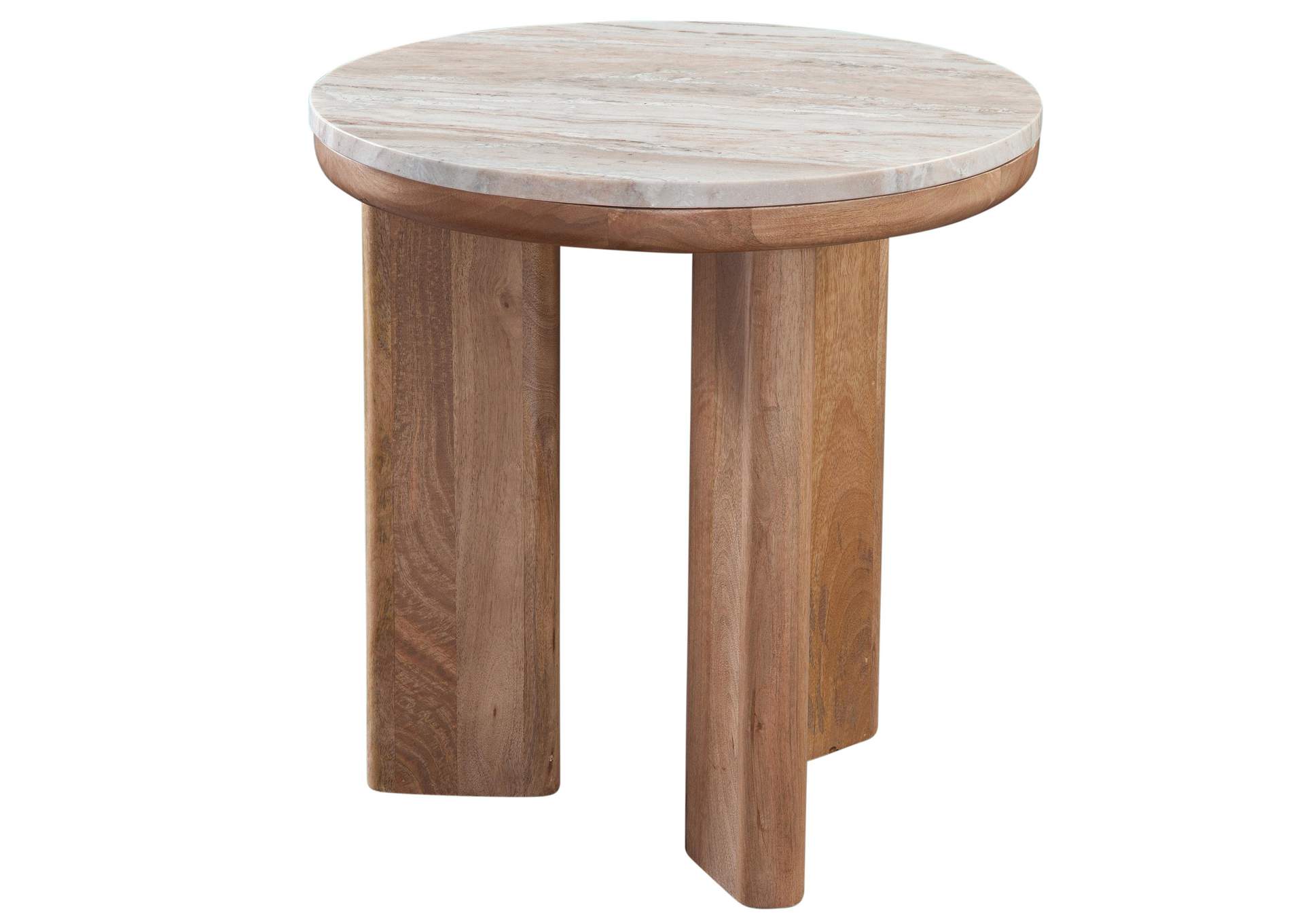 Sidney Brown Marble Top Round End Table image 1