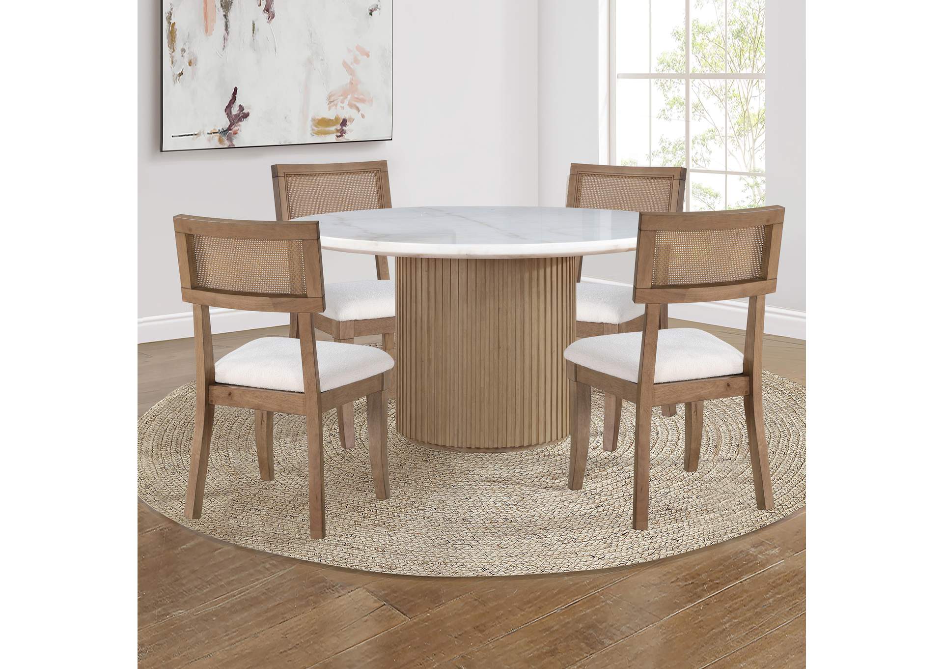 Colvin 5-Piece Marble Top Dining Table Set with Brown Chairs image 1