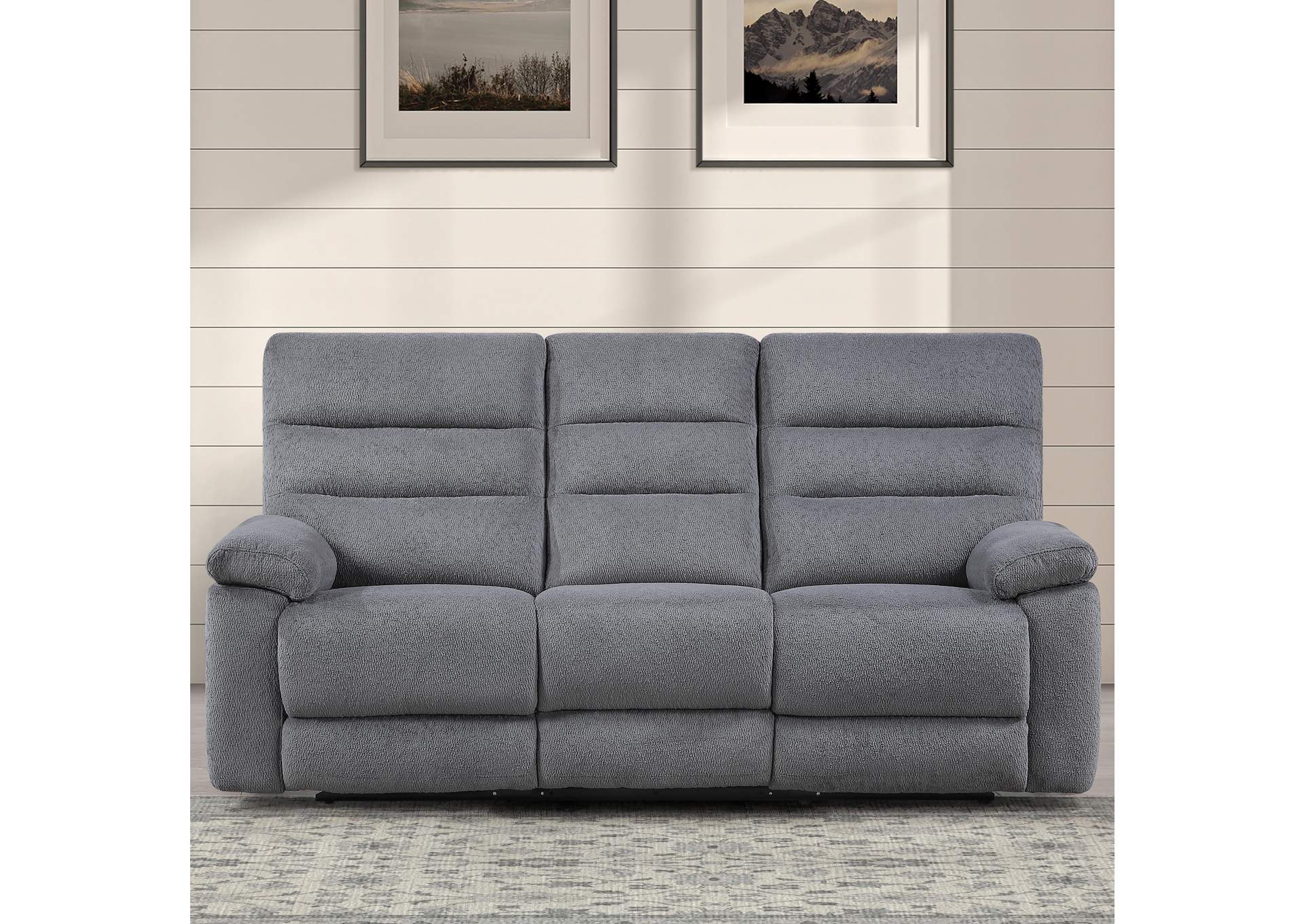 Cozy Gray Manual Recliner Sofa image 1
