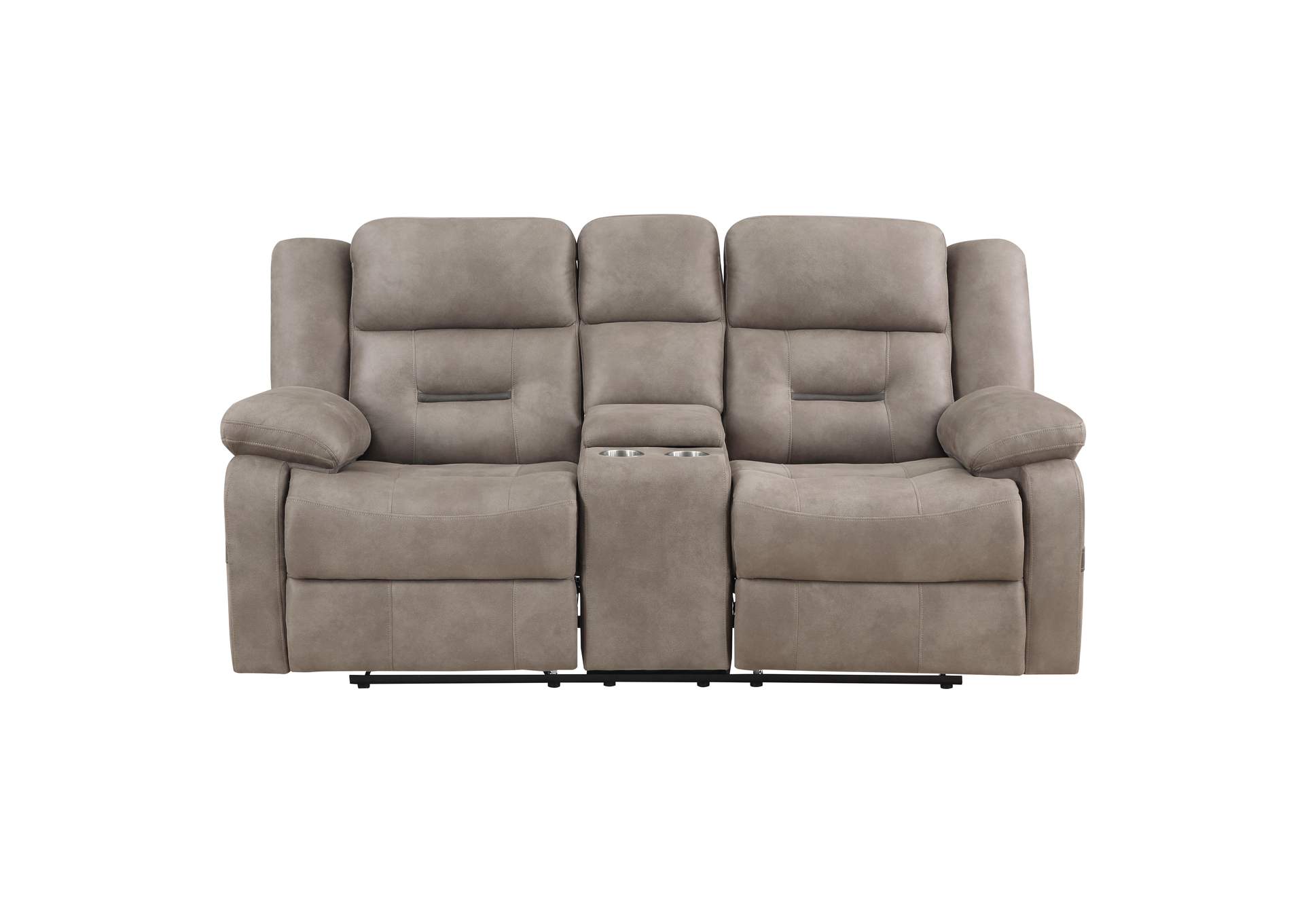 Abilene Manual Reclining Console Loveseat, Tan image 1