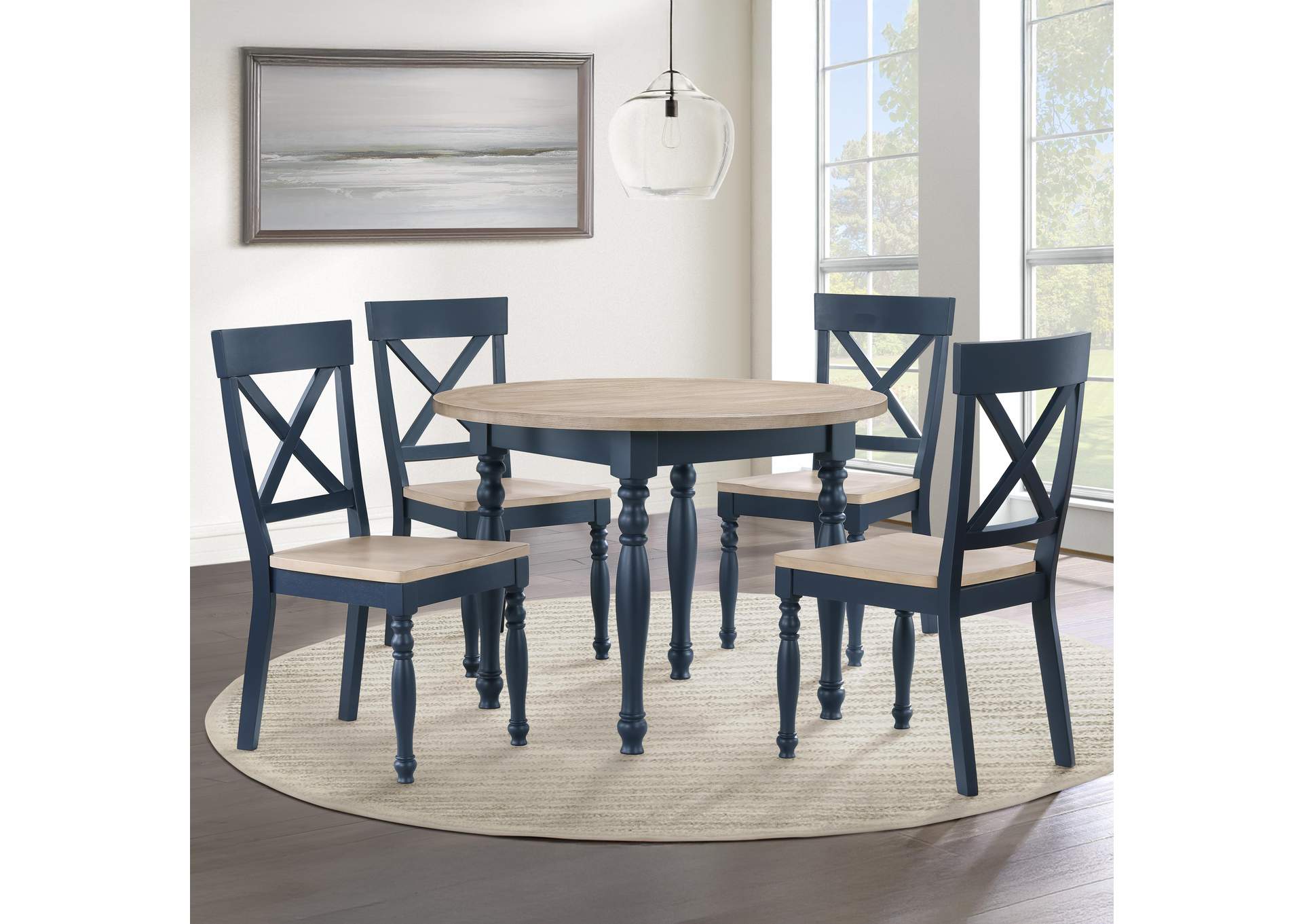 Darcy Blue 5-Piece Dining Set image 1
