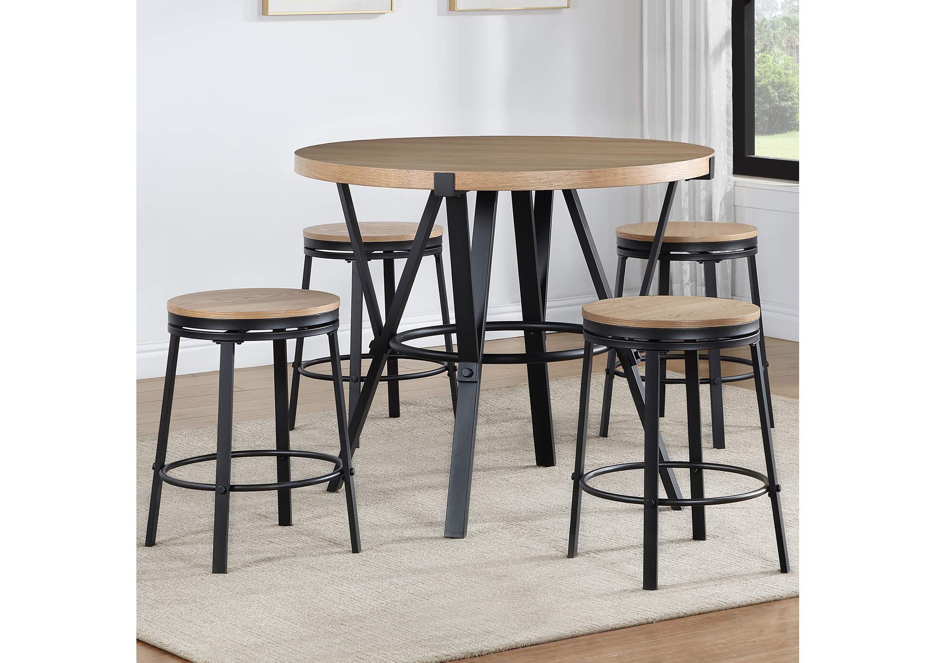 Magnoli 5-Piece Counter Dining Set - Counter Table and 4 Swivel Counter Chairs image 1