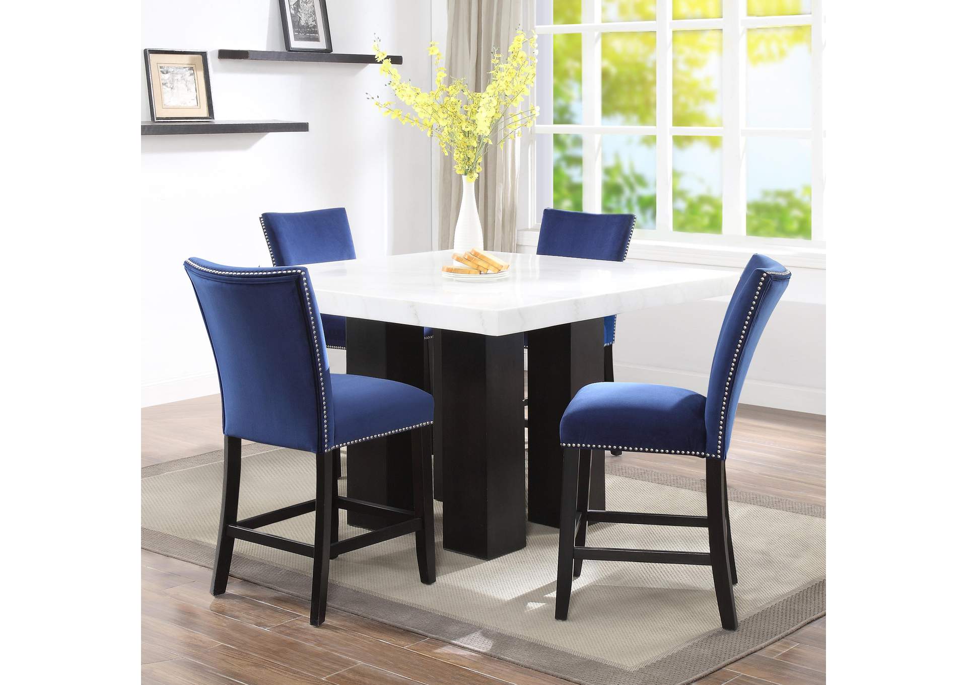Camila Square 5-Piece Counter Set Blue Chair image 1