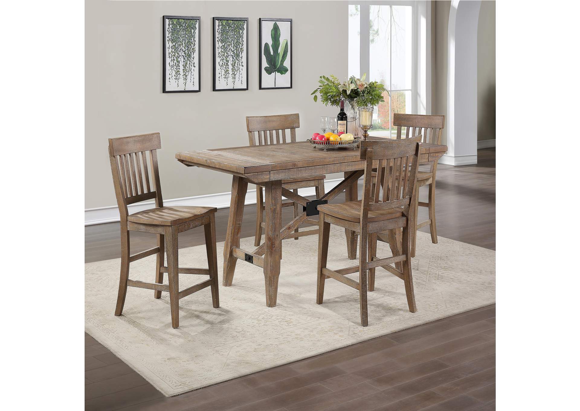 Riverdale Brown 5-Piece Counter Height Dining Set image 1