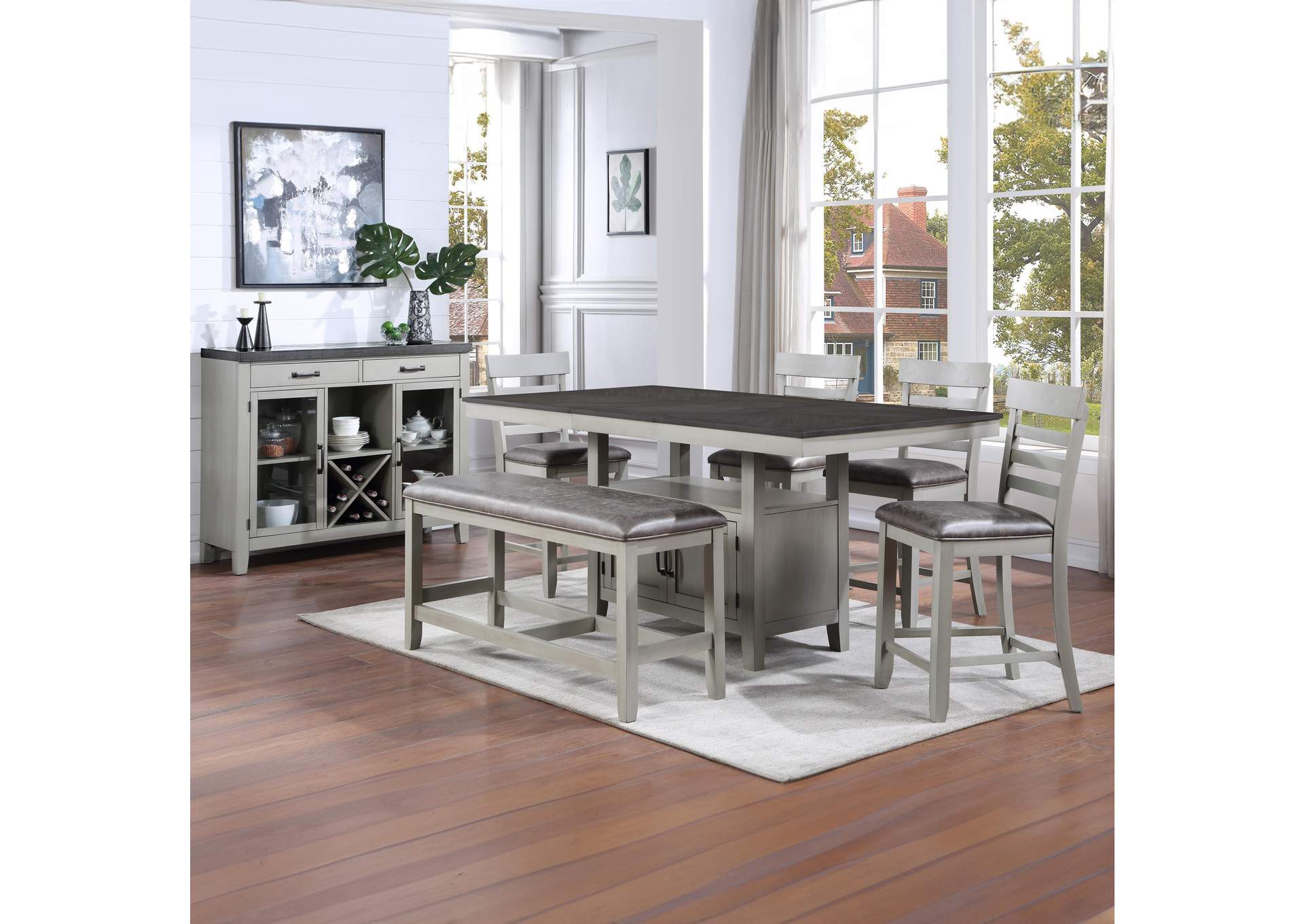 Hyland Gray 7-Piece Counter Height Dining Set image 1