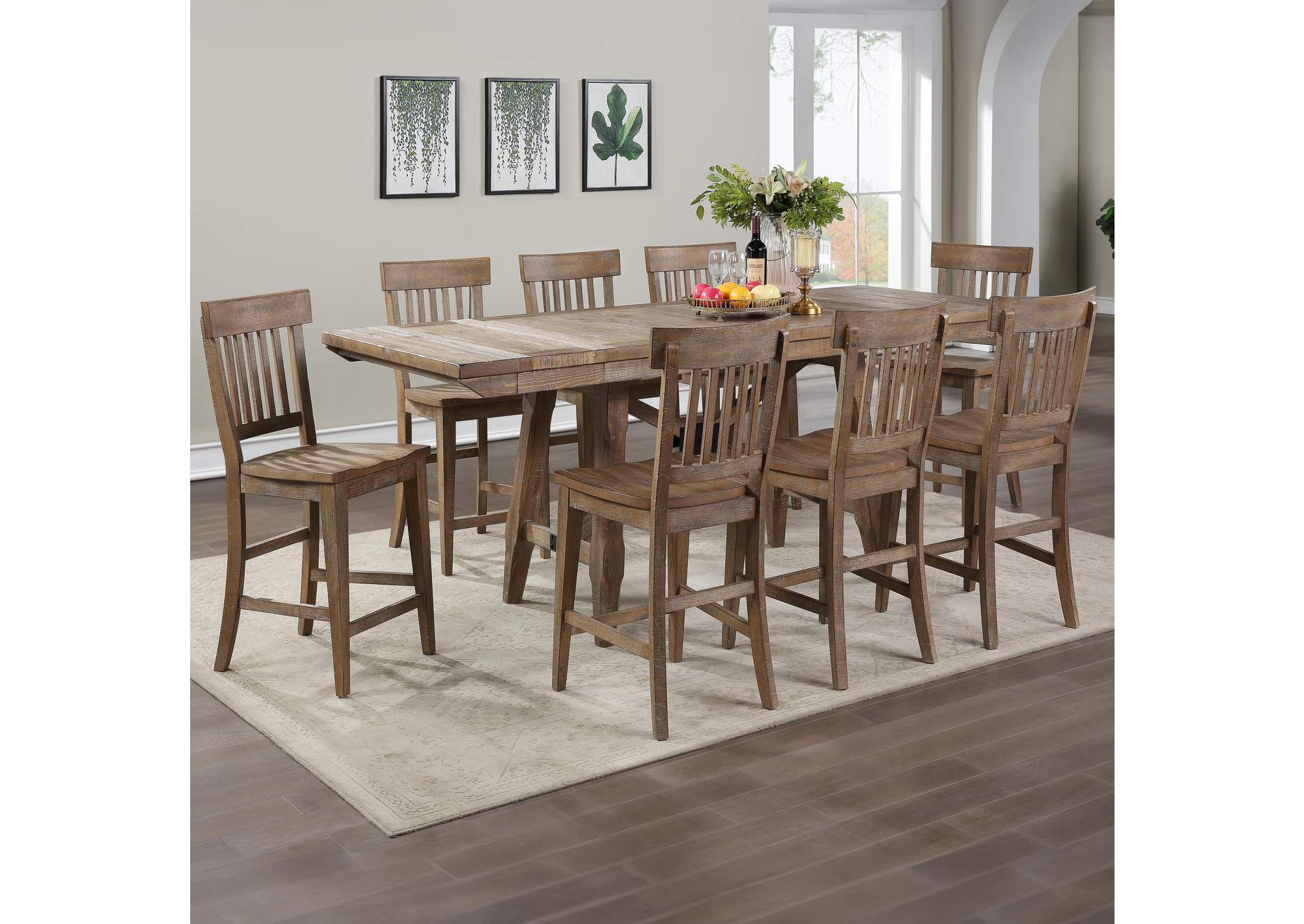 Riverdale Brown 9-Piece Counter Height Dining Set image 1