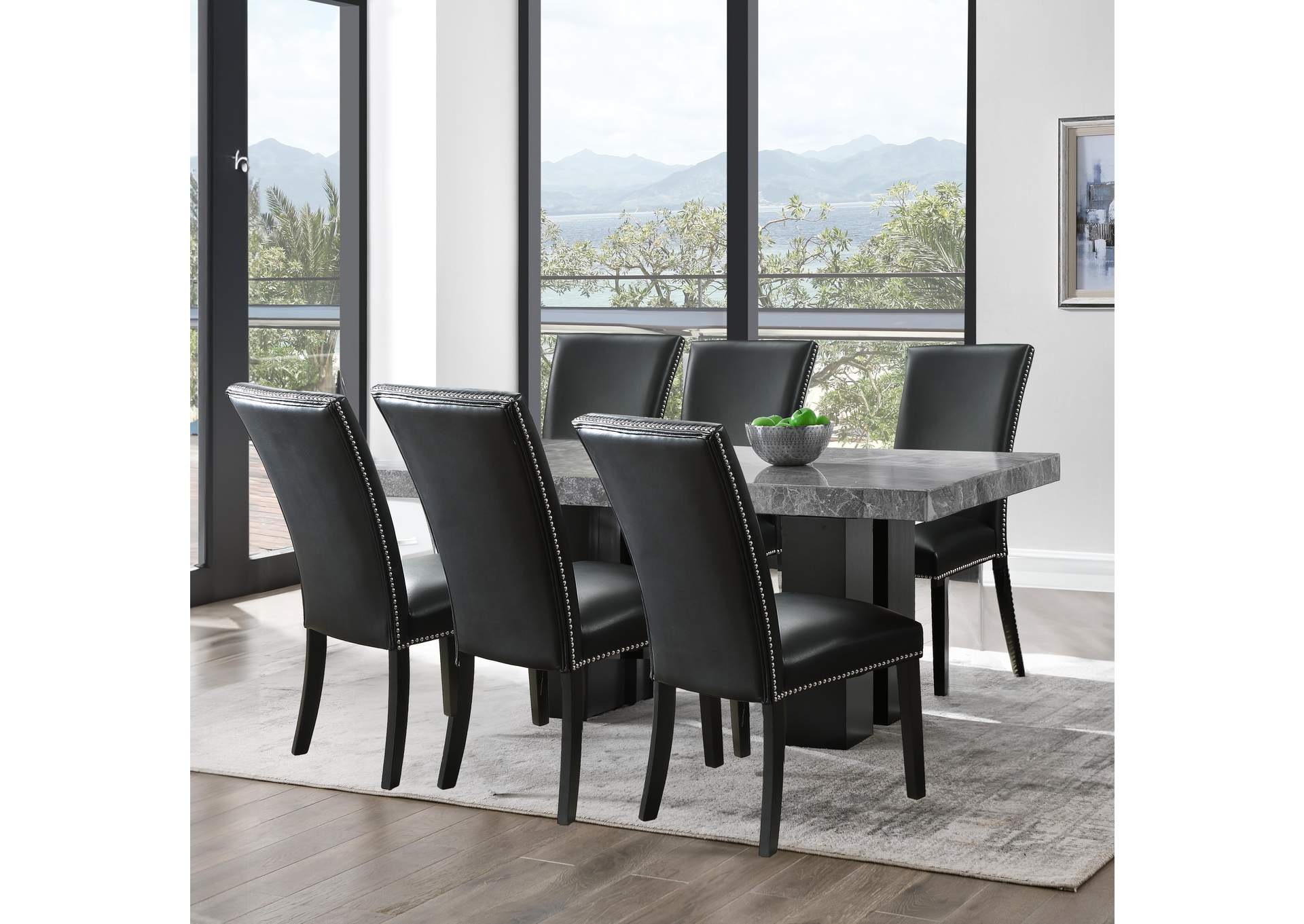 Camila 7-Piece Rectangle Dining Set Black Chair image 1