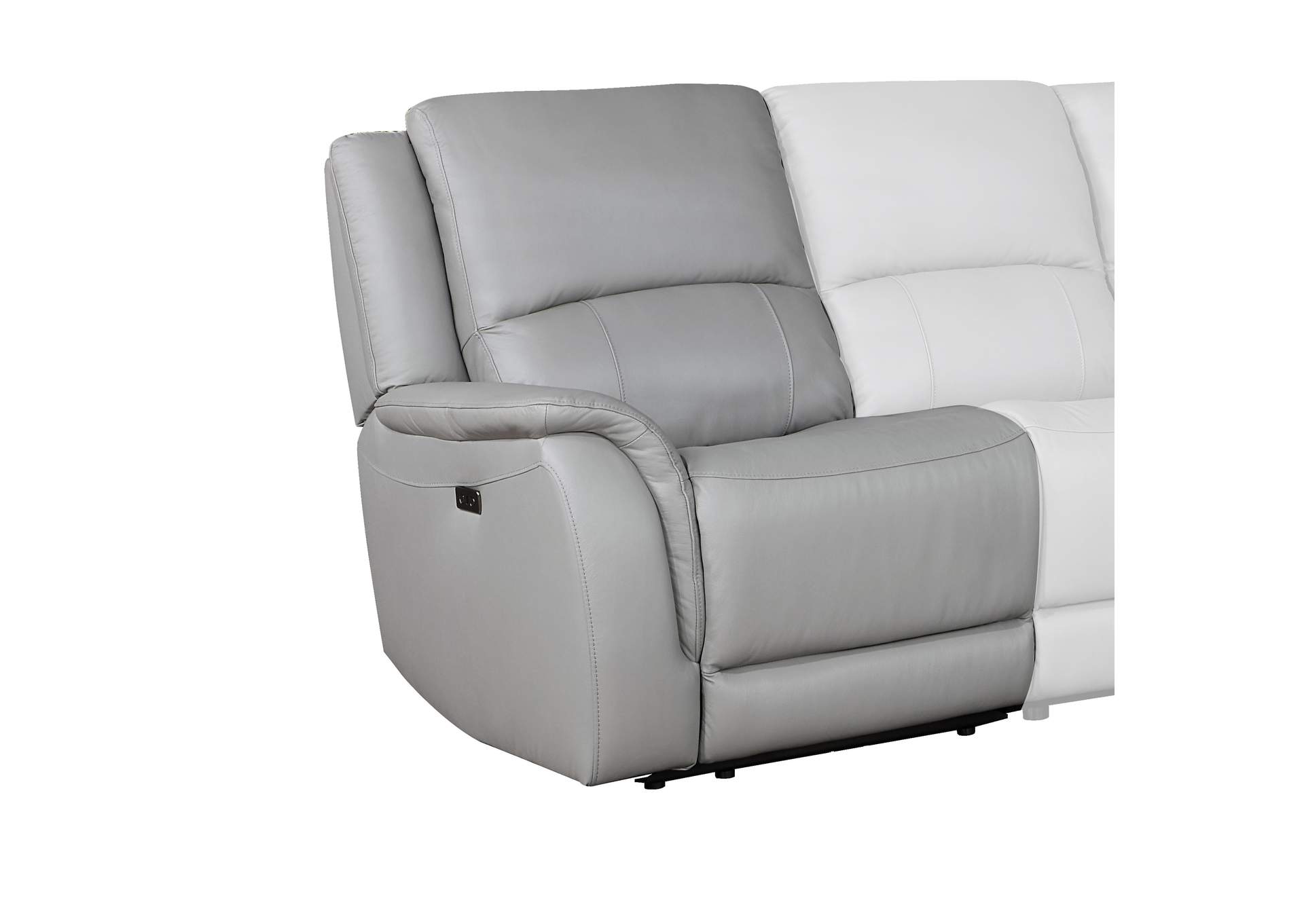 Alexandria Leather Power Left-Arm-Facing Recliner with USB Port, Stone image 1