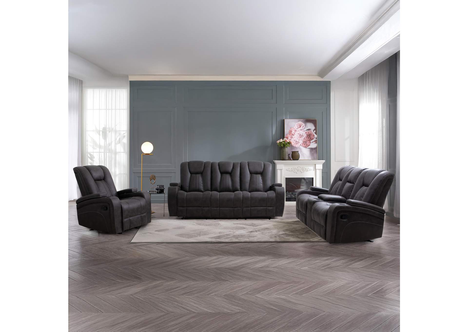 Marlow Charcoal 3-Piece Reclining Living Room Set image 1