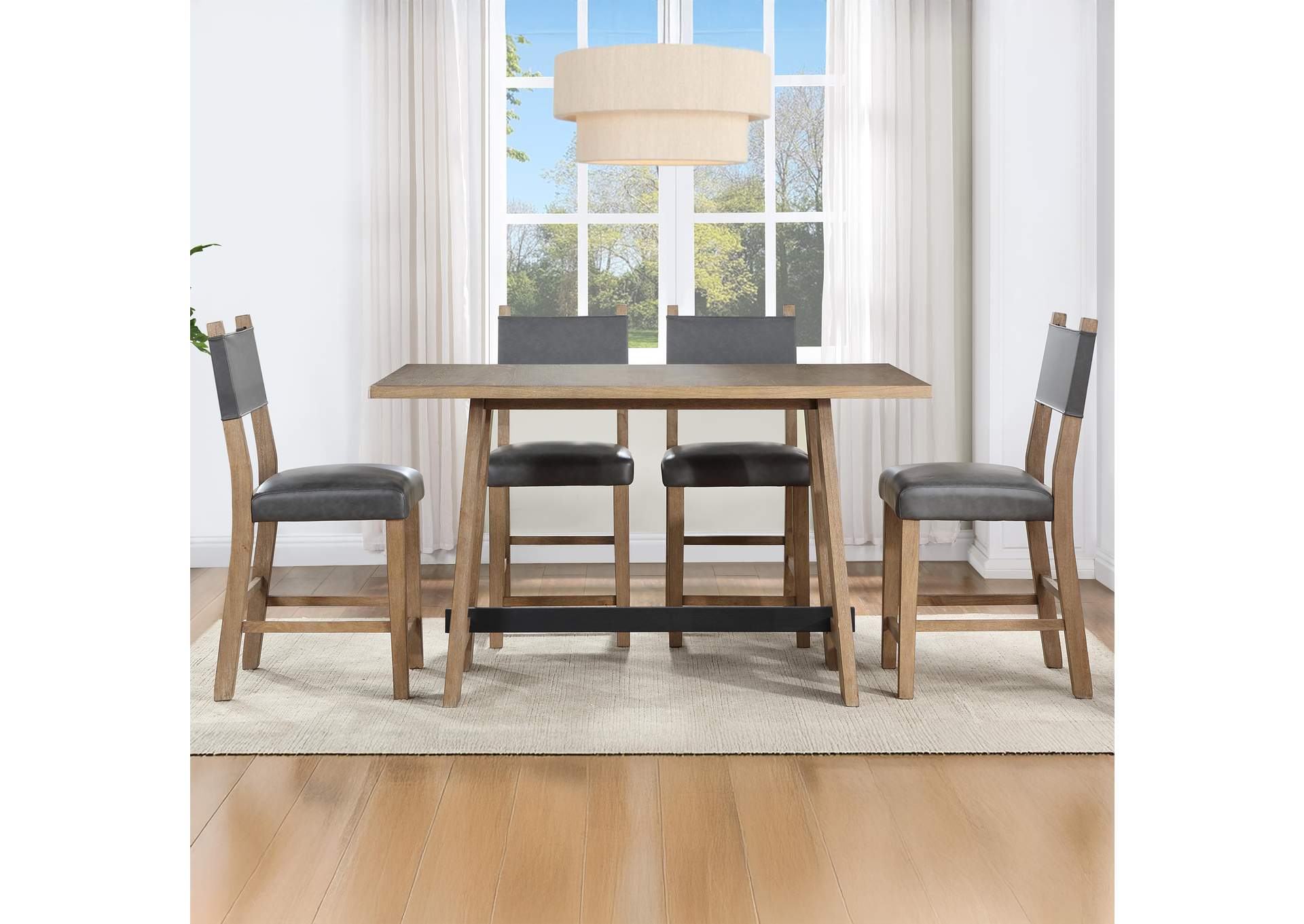 Aubrey Brown 5-Piece Counter Height Dining Set image 1