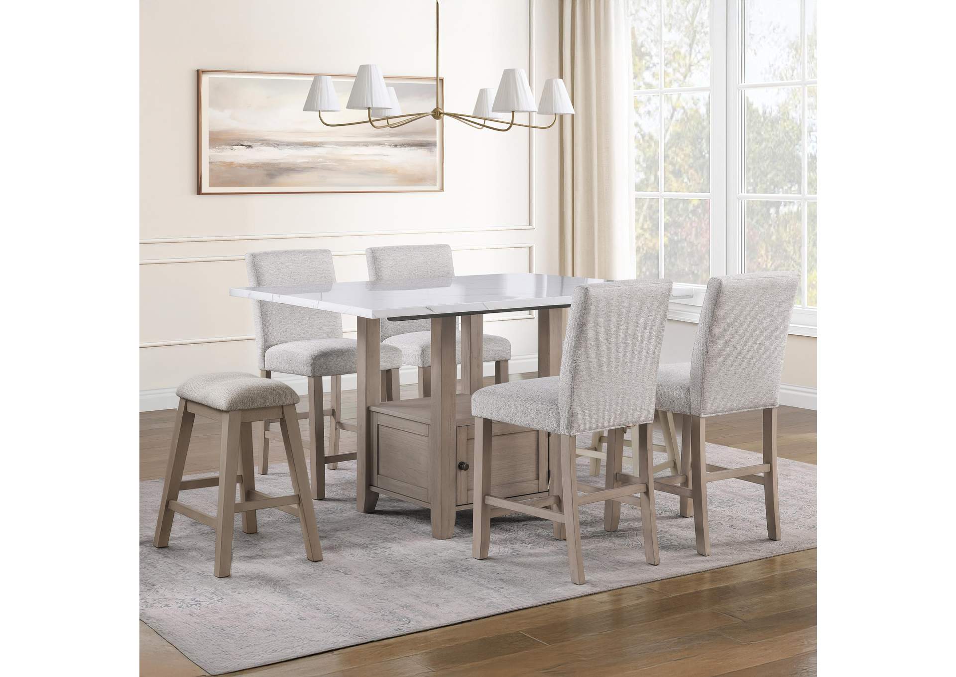 Taylor 7-Piece Marble Top Counter Height Dining Set image 1
