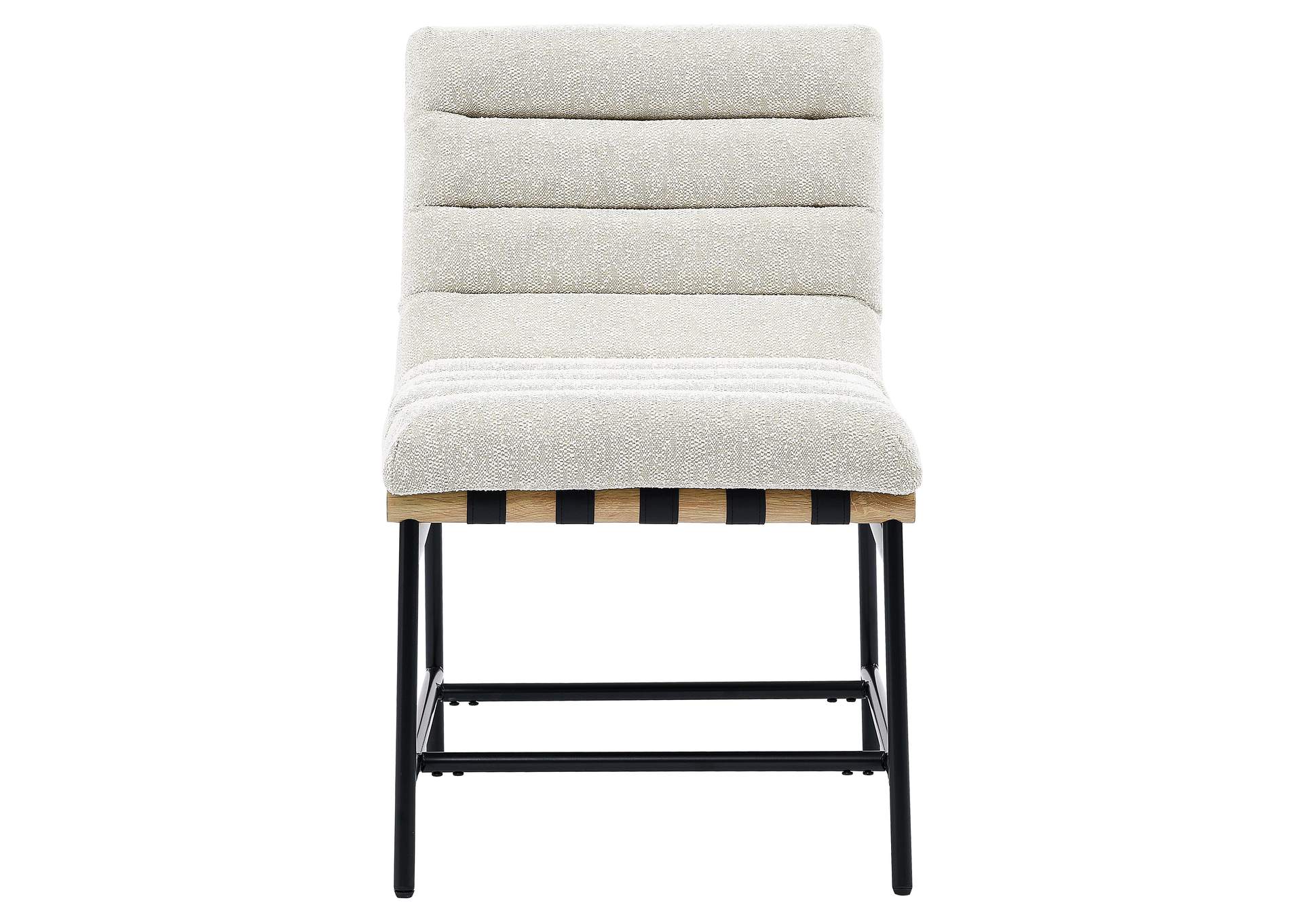 Nicco Eggshell Polyester Side Chair with Black Iron Base image 1