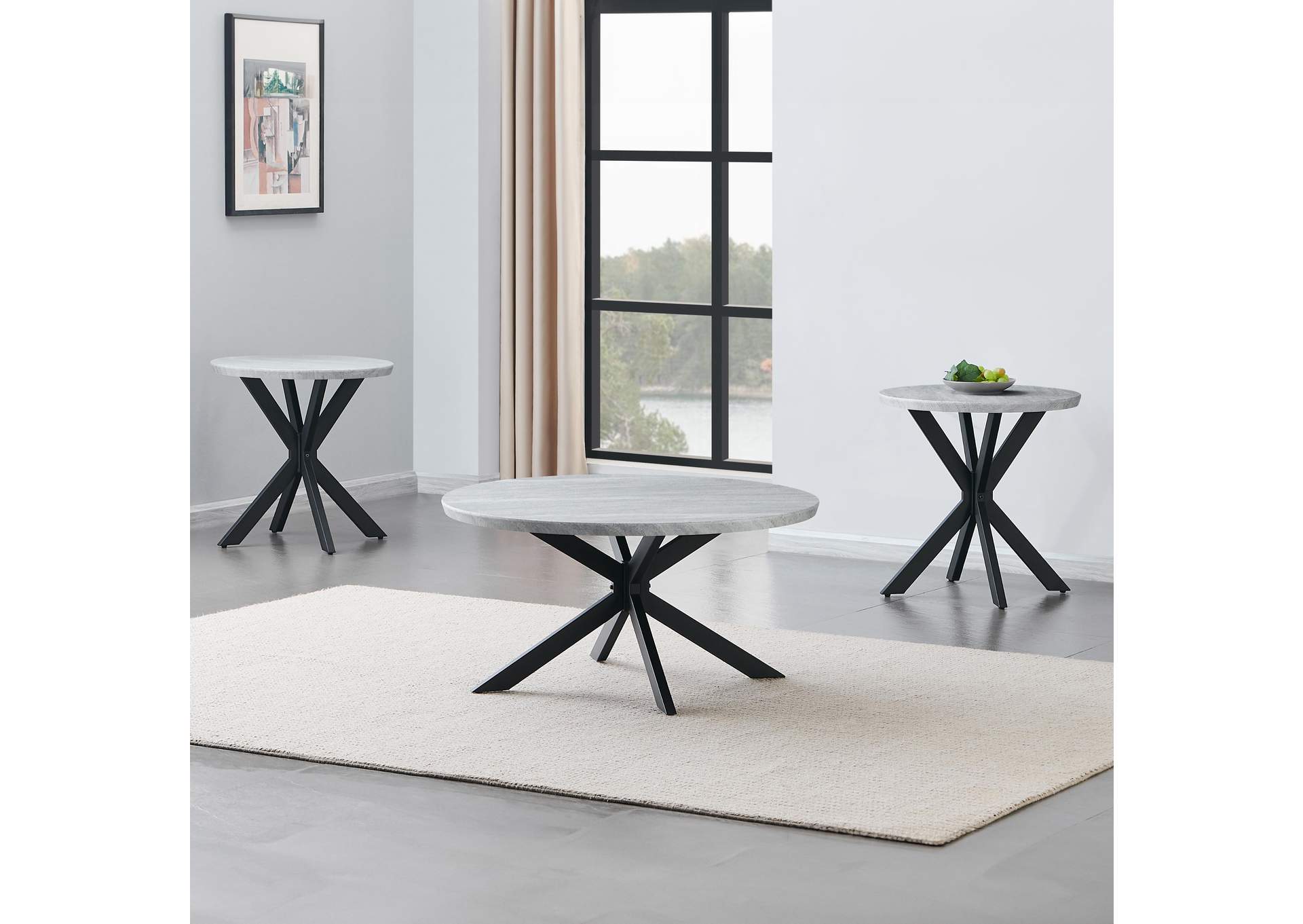 Keyla 3-Piece Faux-Marble Table Set image 1