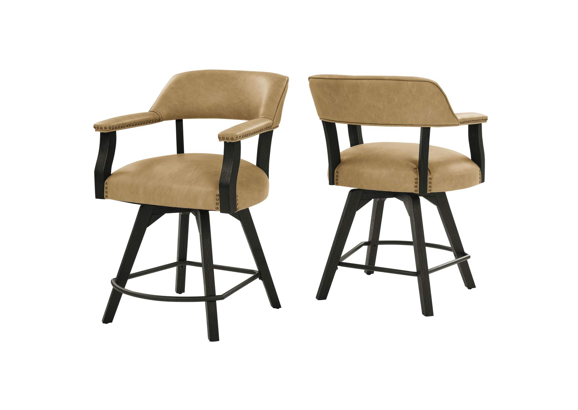 Rylie 24- Counter Captains Chair, Black Finish with Sand Vegan Leather image 1