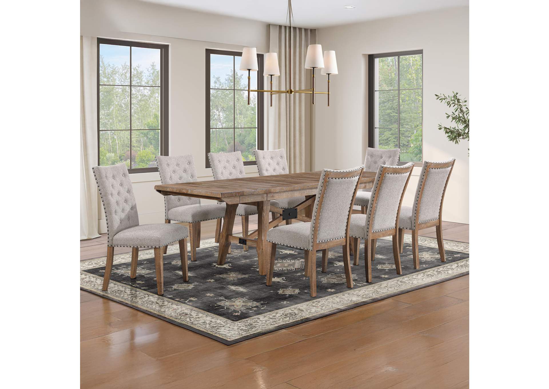 Riverdale Trestle Table with 8 Rv700S Chairs image 1