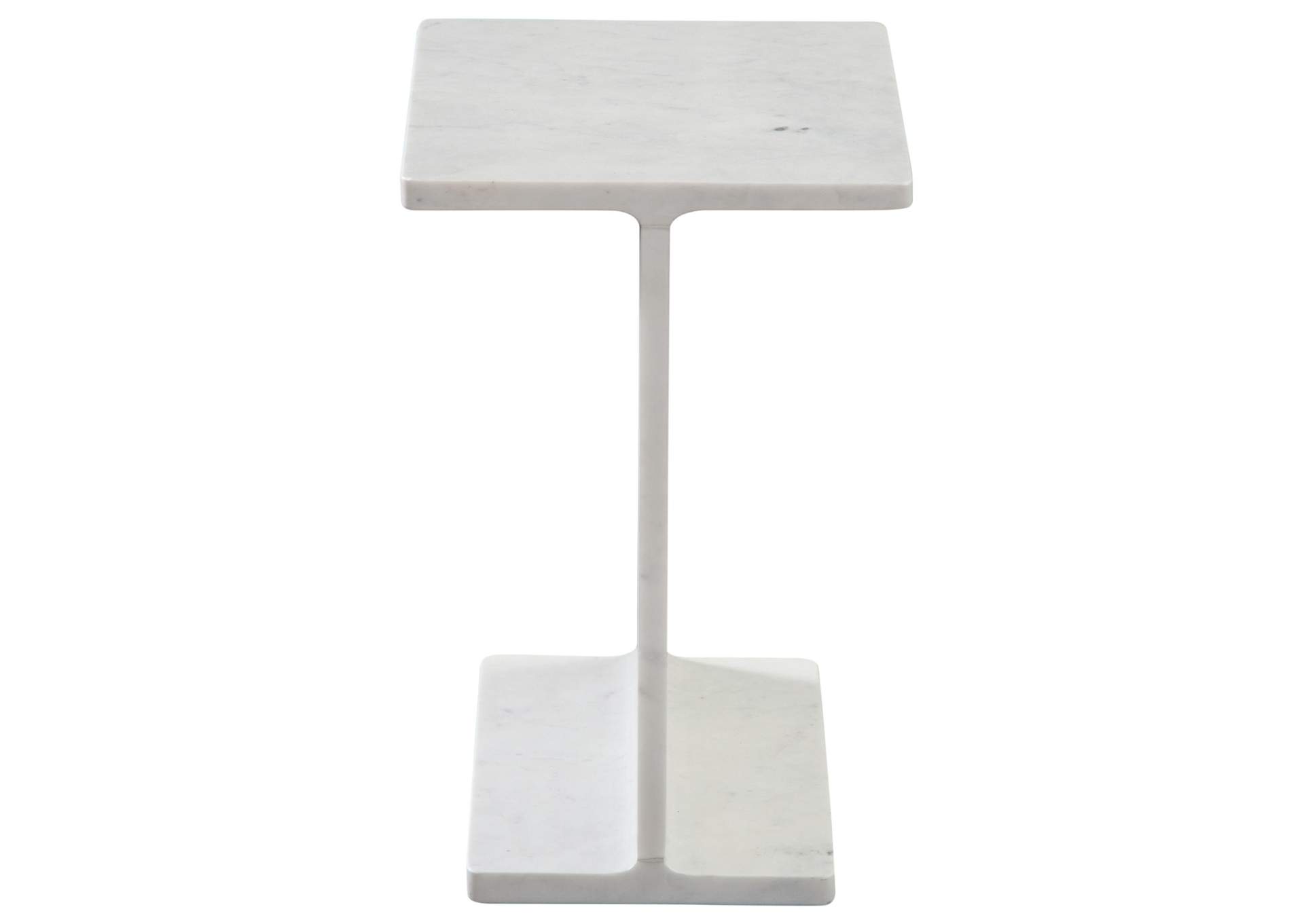 Irma I-Beam White Marble End Table image 1