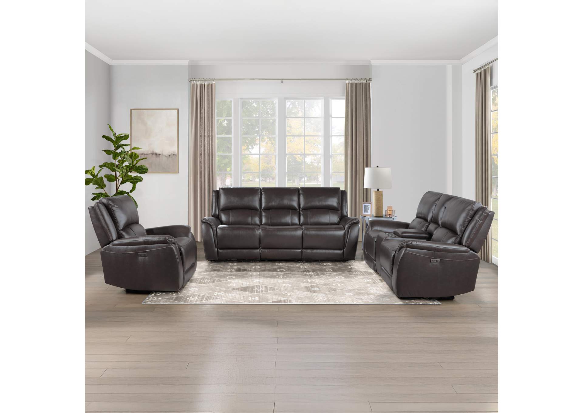 Alexandria Chocolate 3-Piece Power Reclining Living Room Set image 1