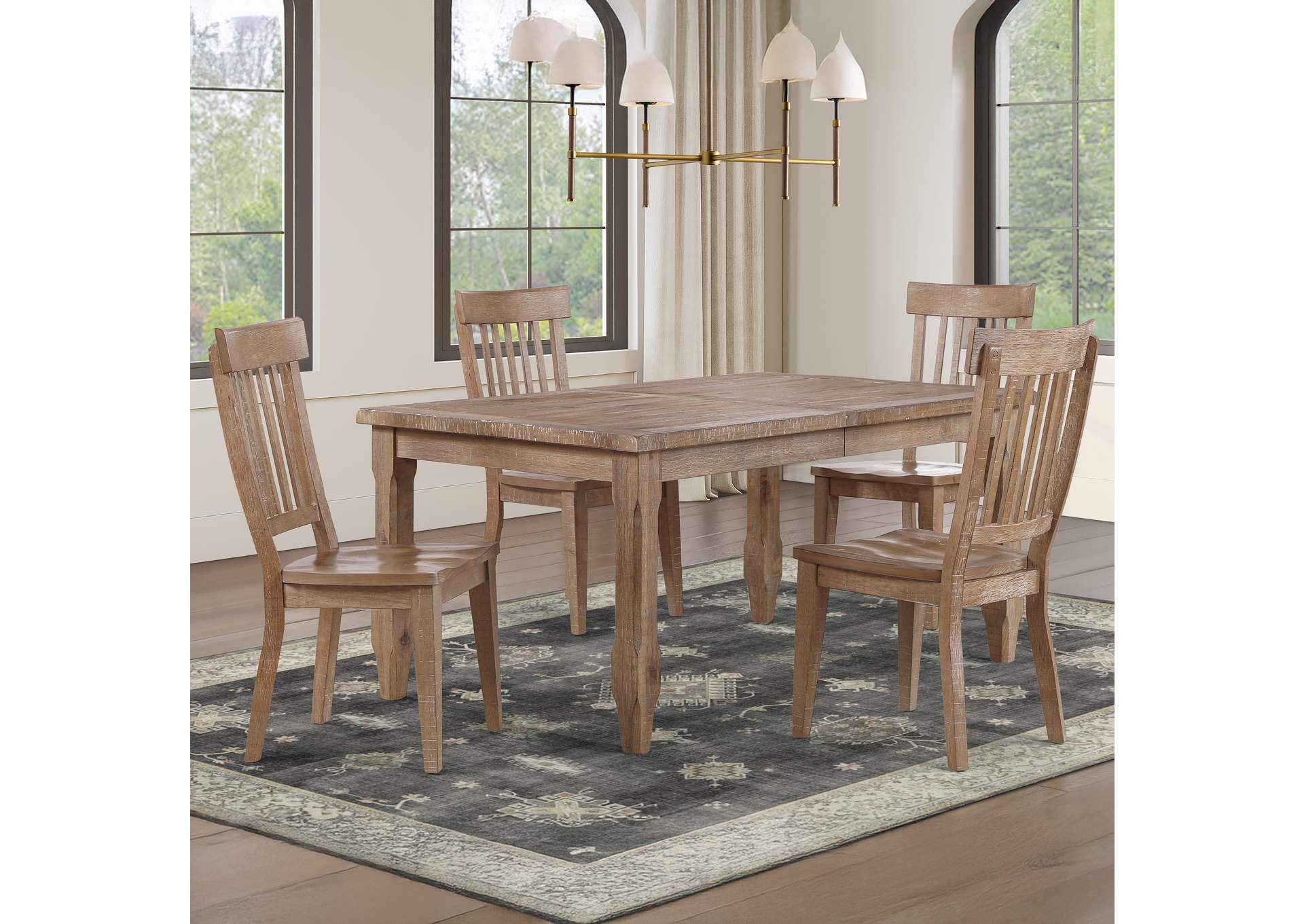 Riverdale Leg Table with 4 Wooden Side Chairs image 1