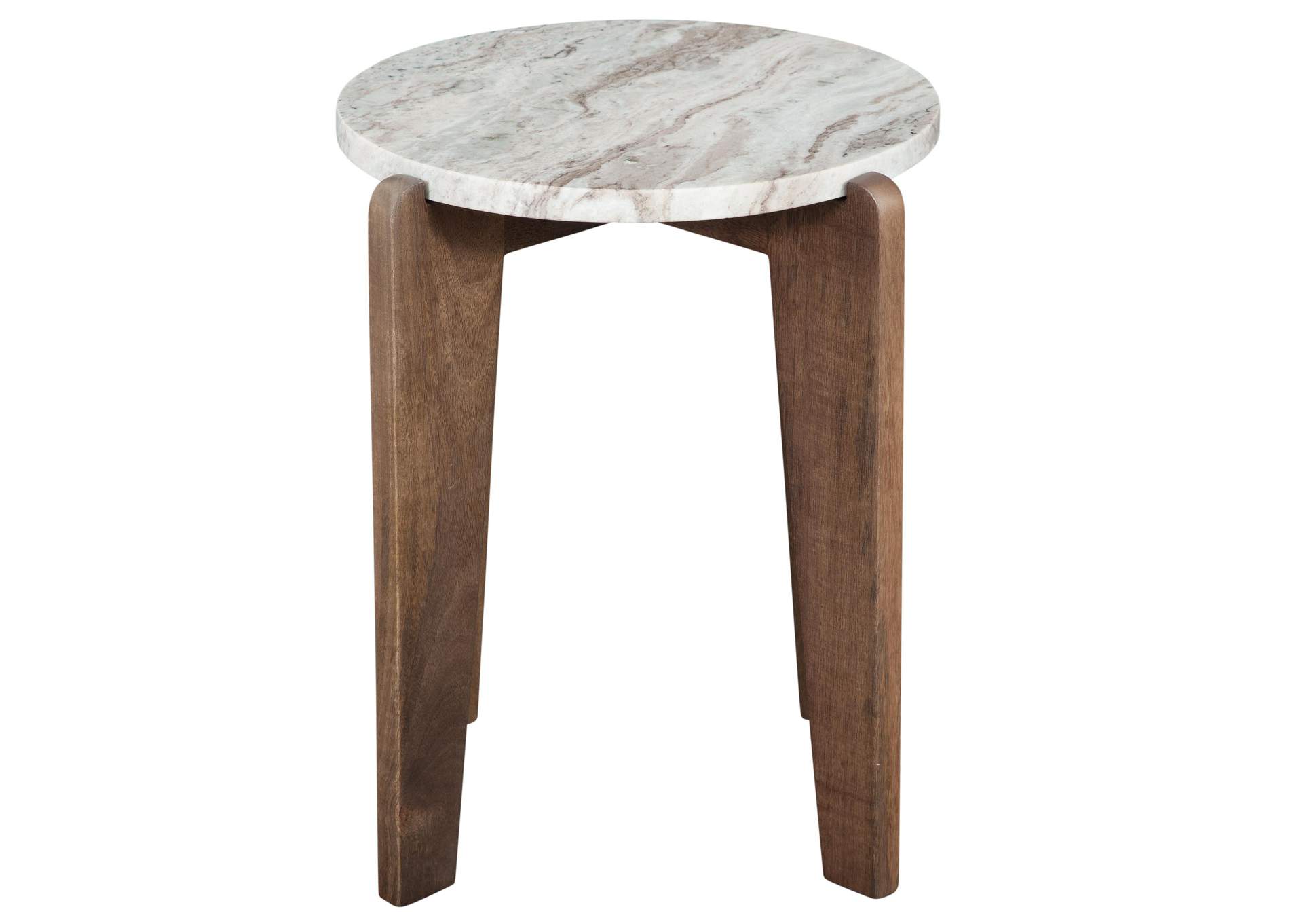 Shavon Brown Marble Top Round End Table image 1