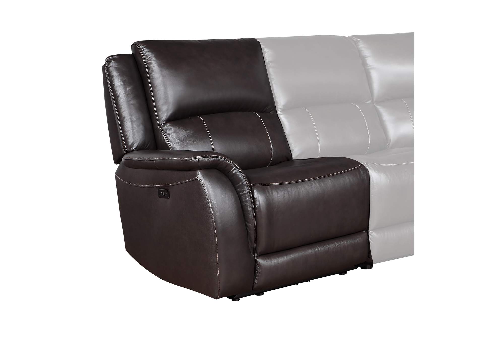 Alexandria Leather Power Left-Arm-Facing Recliner with USB Port, Charcoal image 1