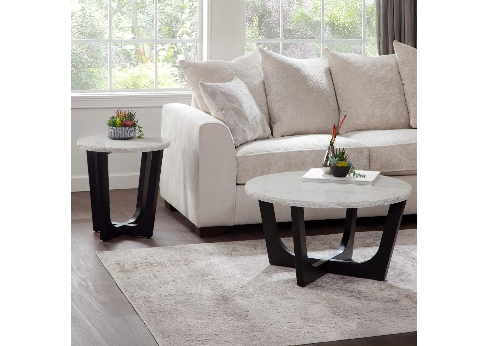 Chrissy White 3-Piece Marble Occasional Set image 1