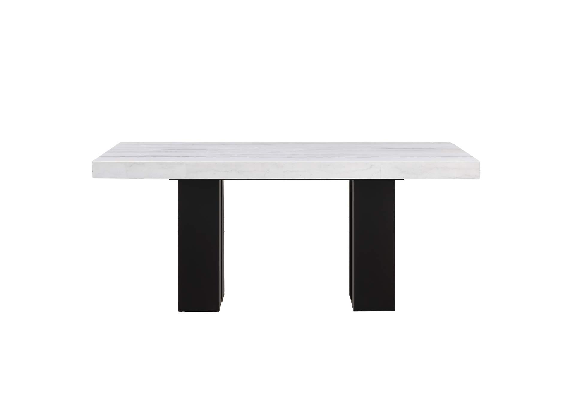 Artemis 70In. White Marble Dining Table, Black Finish image 1