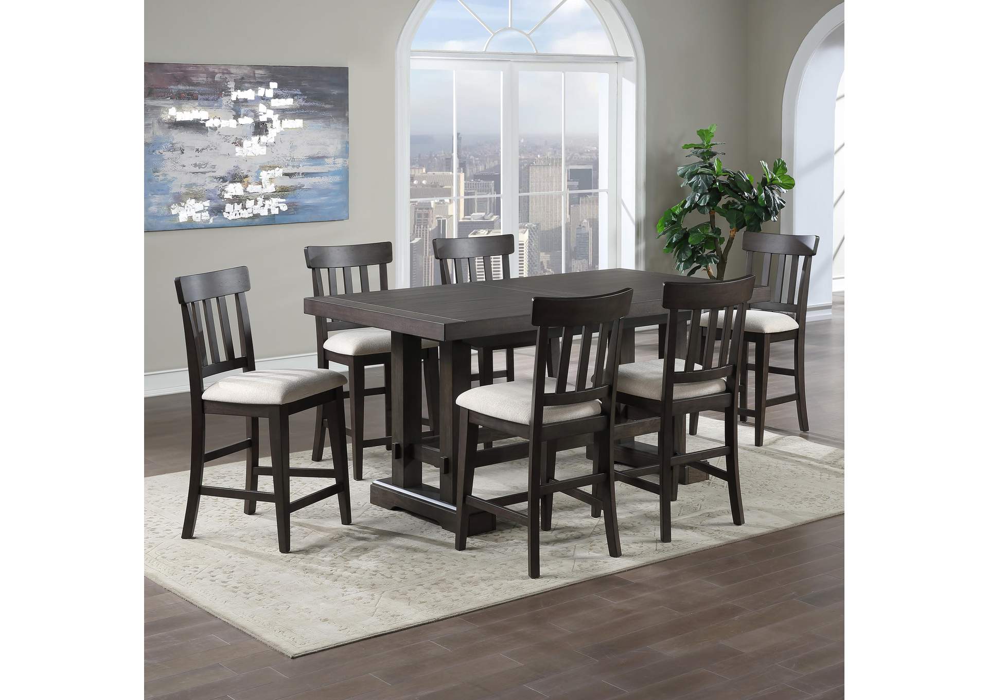 Napa Brown 7-Piece Counter Height Dining Set image 1