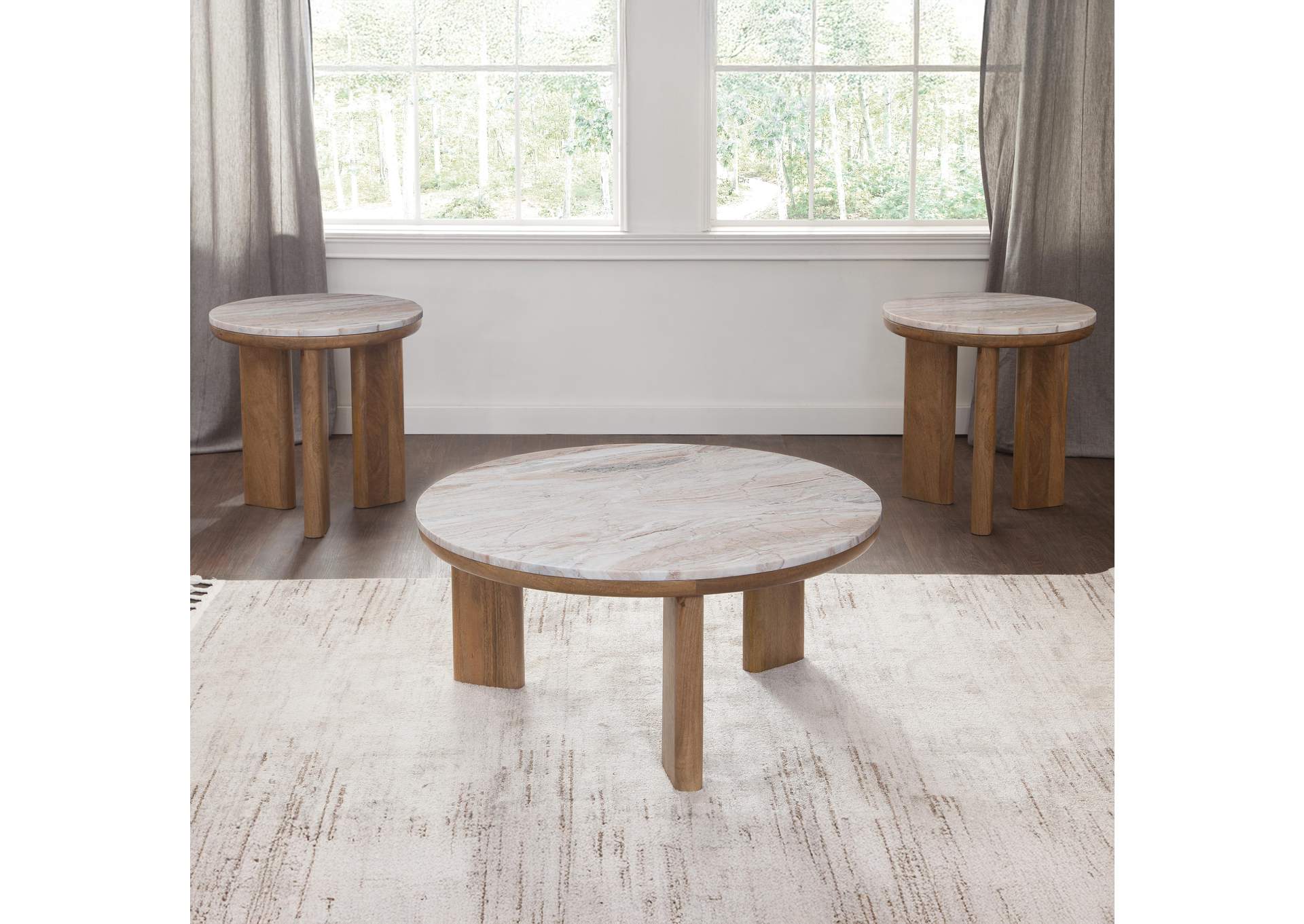 Sidney Brown 3-Piece Marble Occasional Set image 1