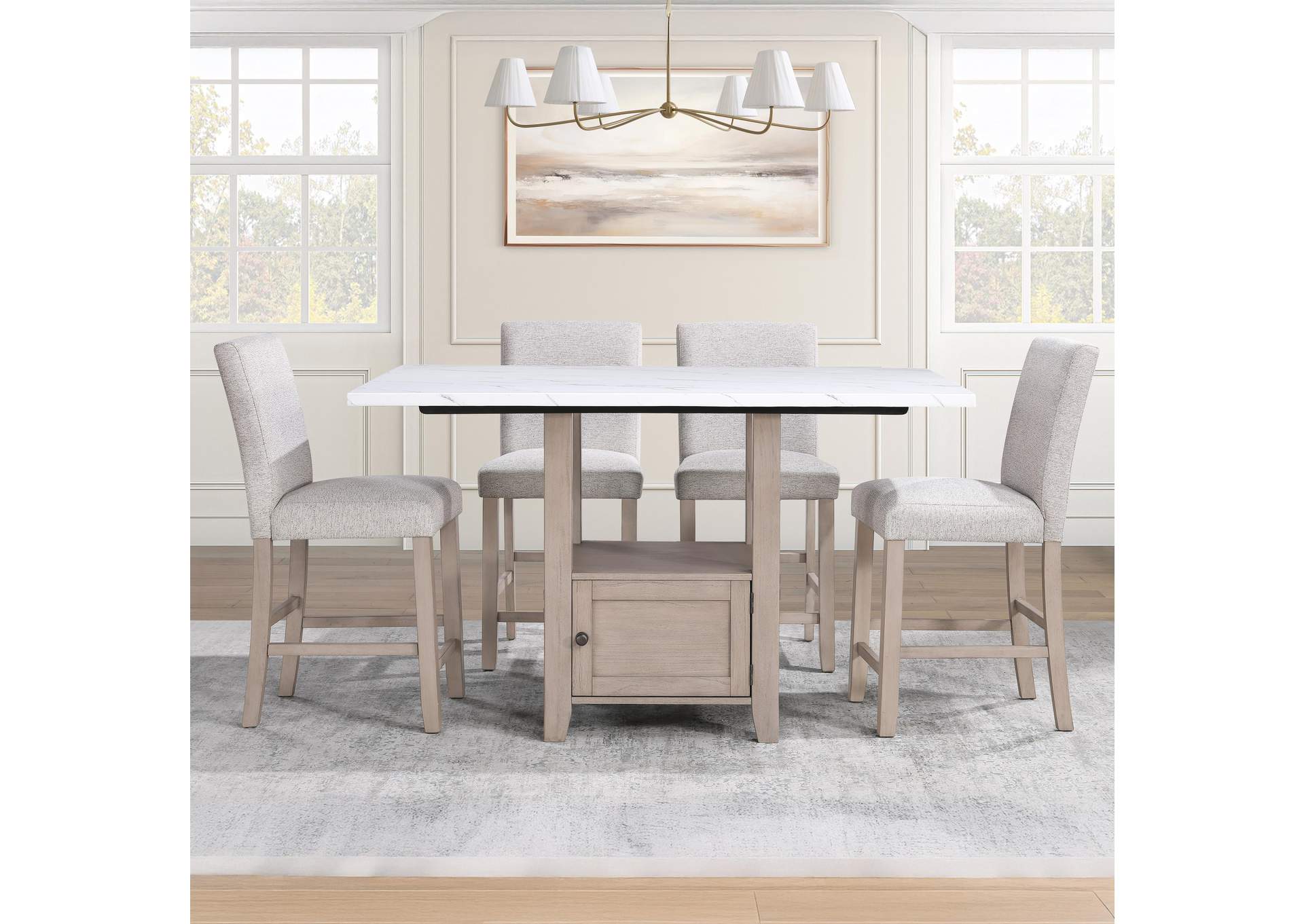 Taylor 5-Piece Marble Top Counter Height Dining Set image 1