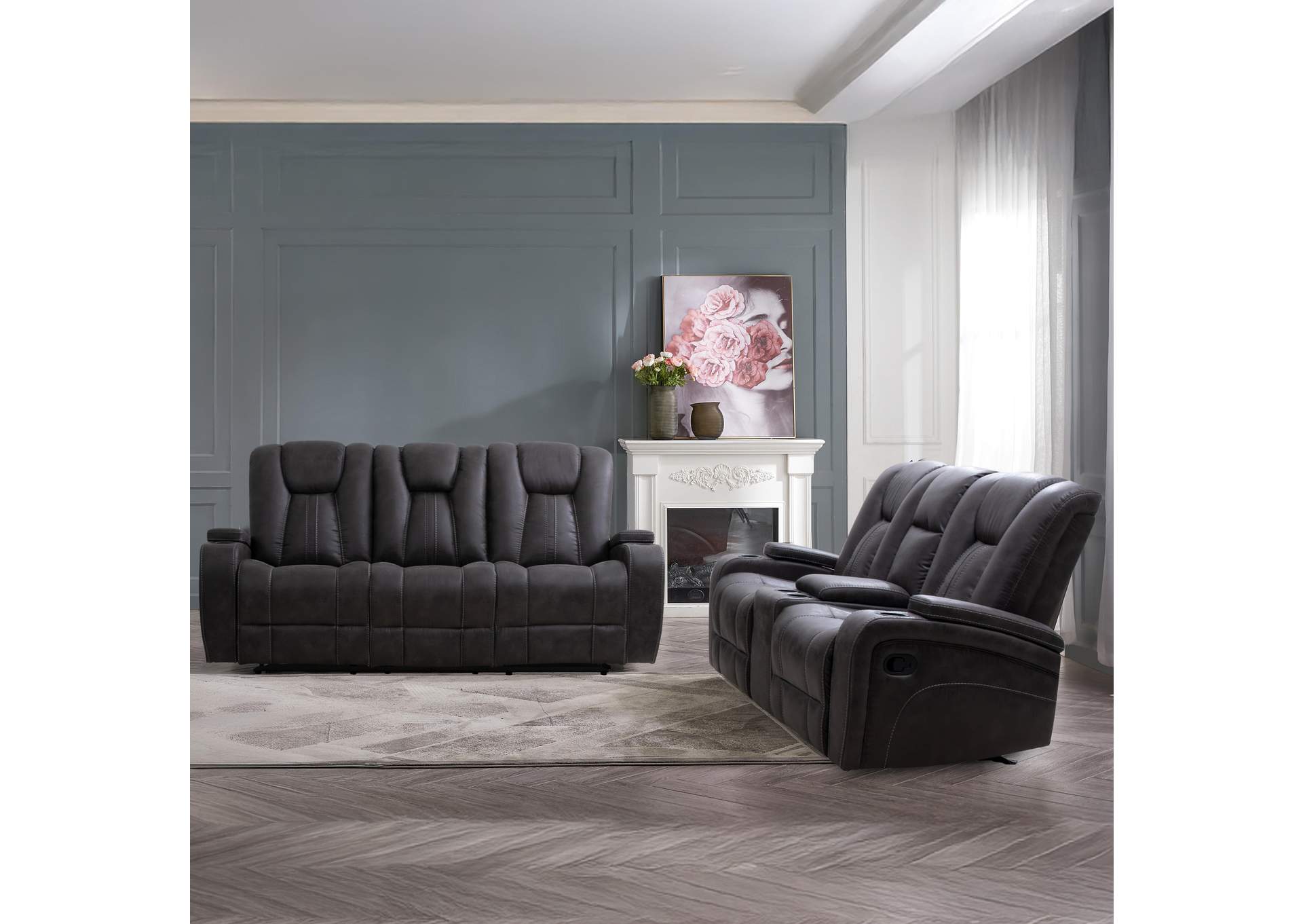 Marlow Charcoal 2-Piece Reclining Living Room Set image 1