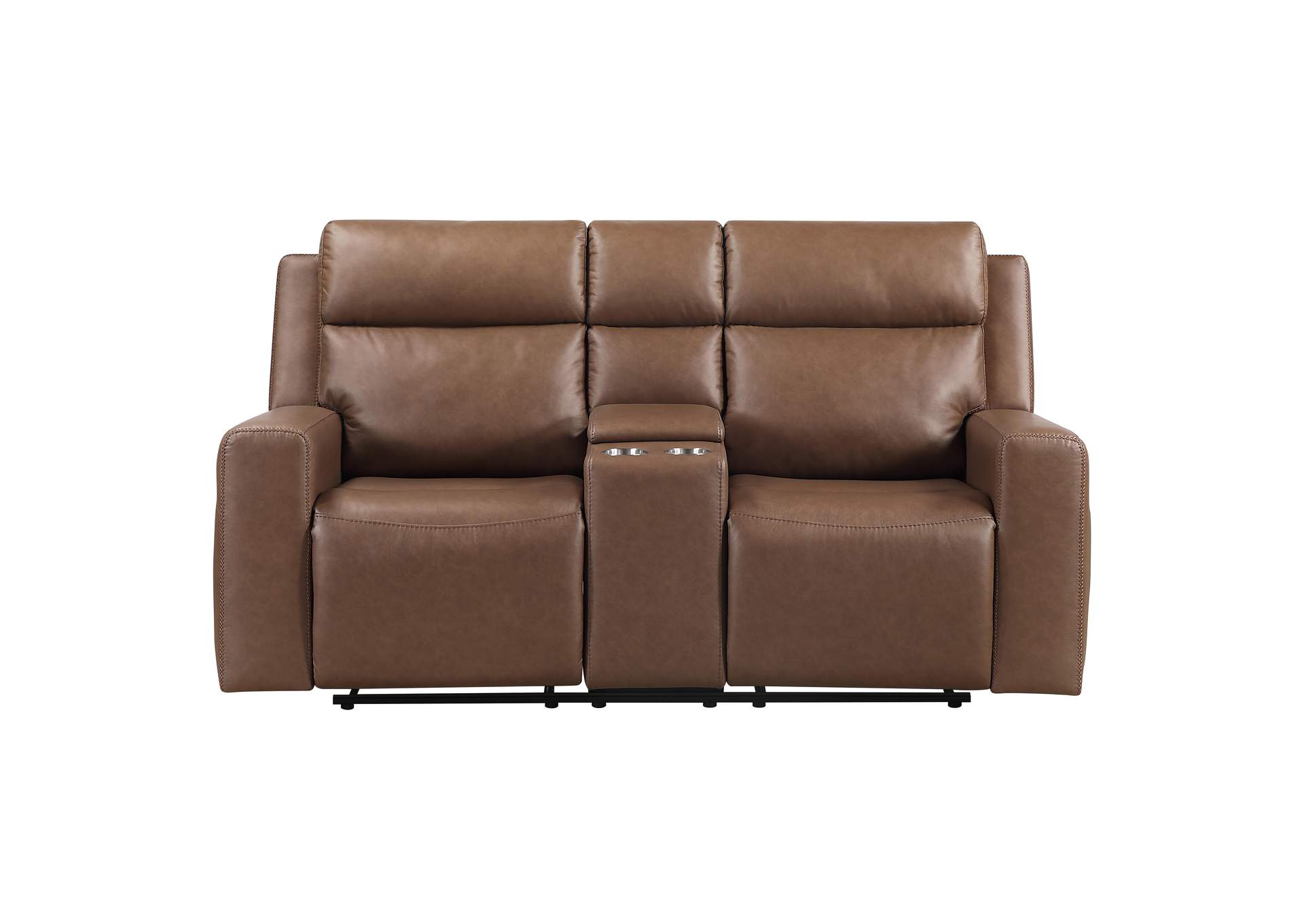 Barron Brown Manual Reclining Console Loveseat image 1