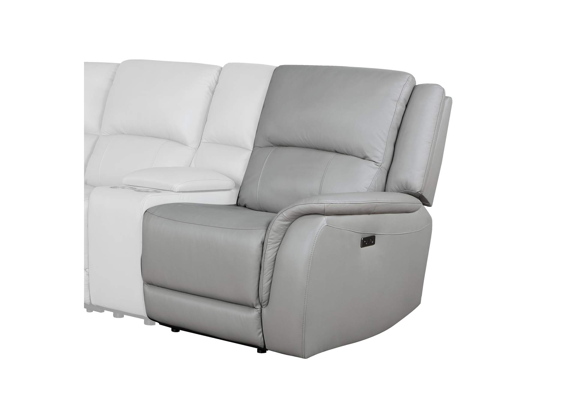 Alexandria Leather Power Right-Arm-Facing Recliner with USB Port, Stone image 1