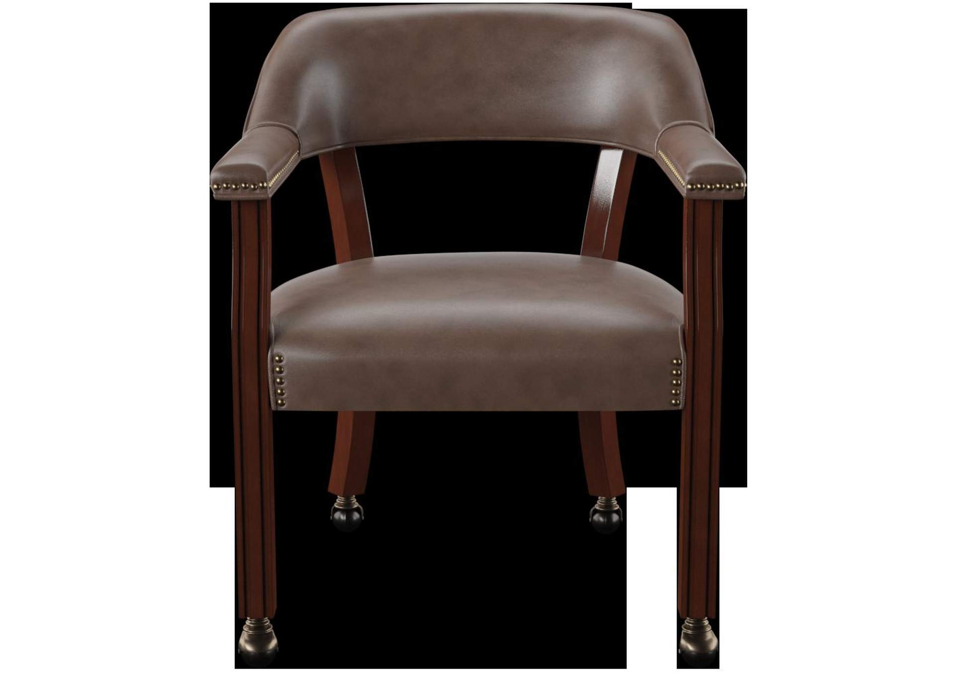 Tournament Brown Arm Chair with Casters image 1