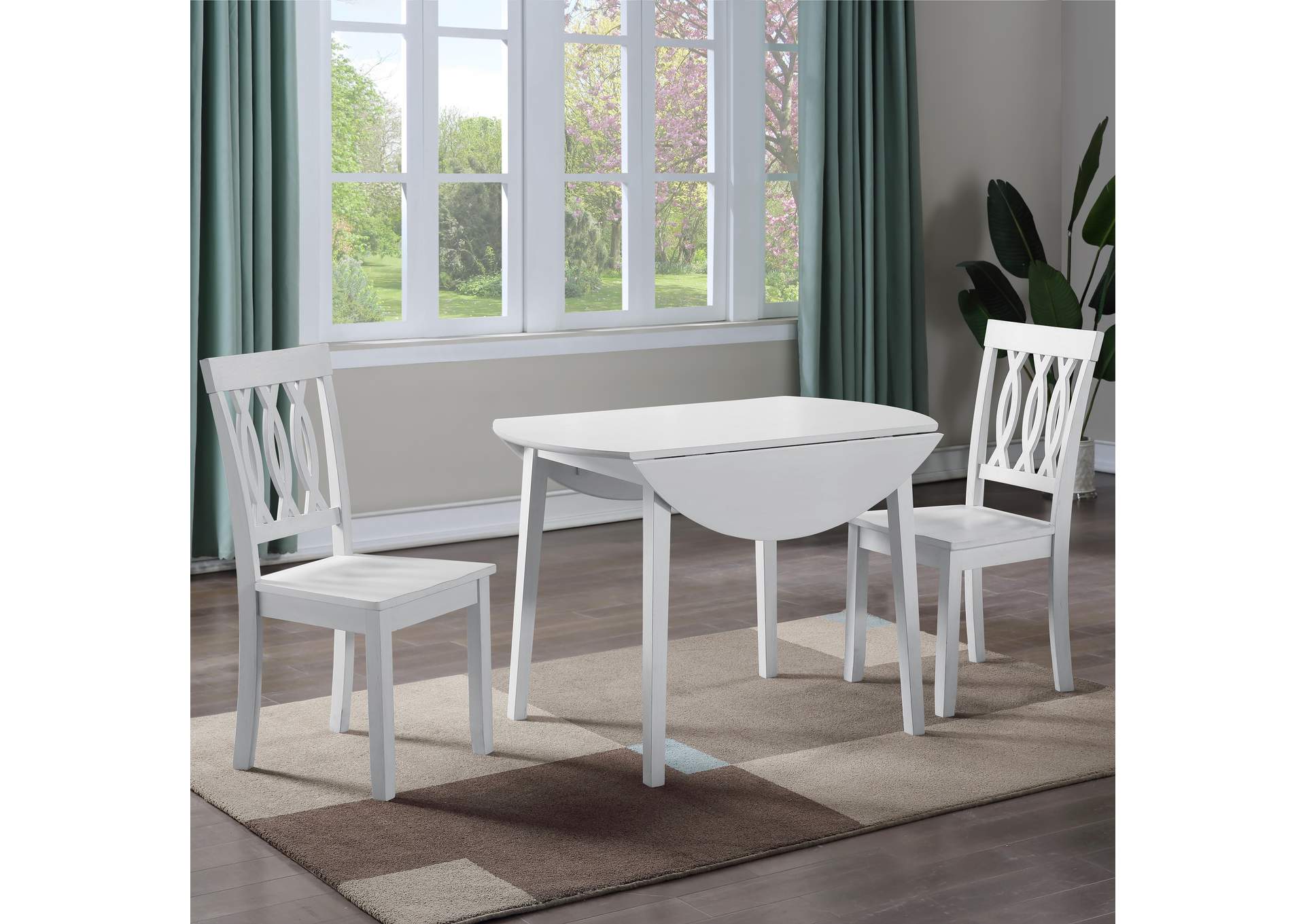 Naples White 3-Piece Drop Leaf Dining Set image 1